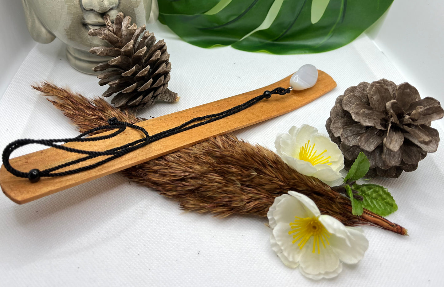 Collier sur Cordon en pierre Naturelle - Pierre de Lune