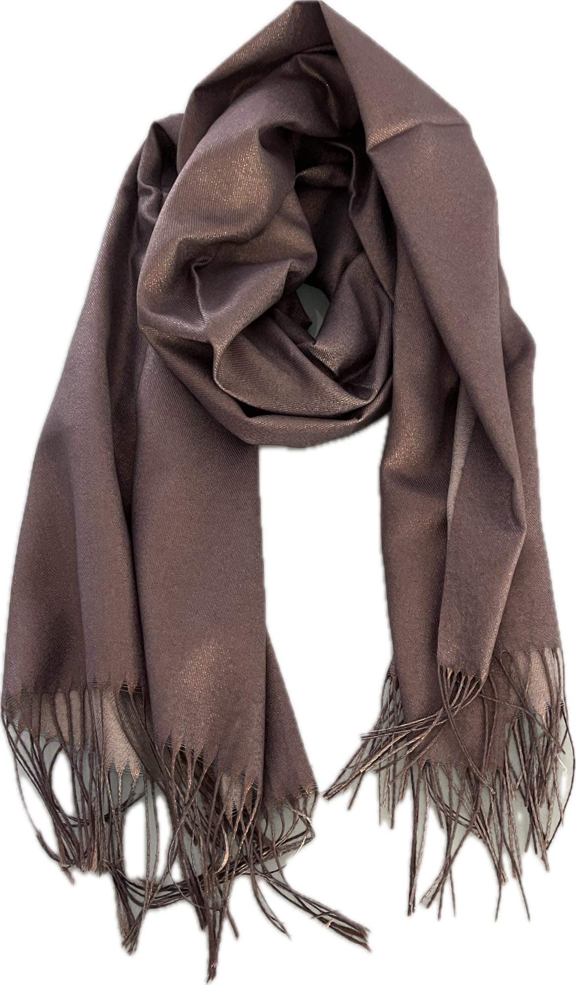 Foulard Femme Chic et Chaleureux avec franges - Couleur Gris, rose