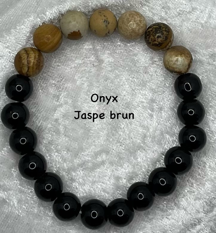 Bracelets Pierres Naturelles (10 mm) - Onyx Jaspe brun
