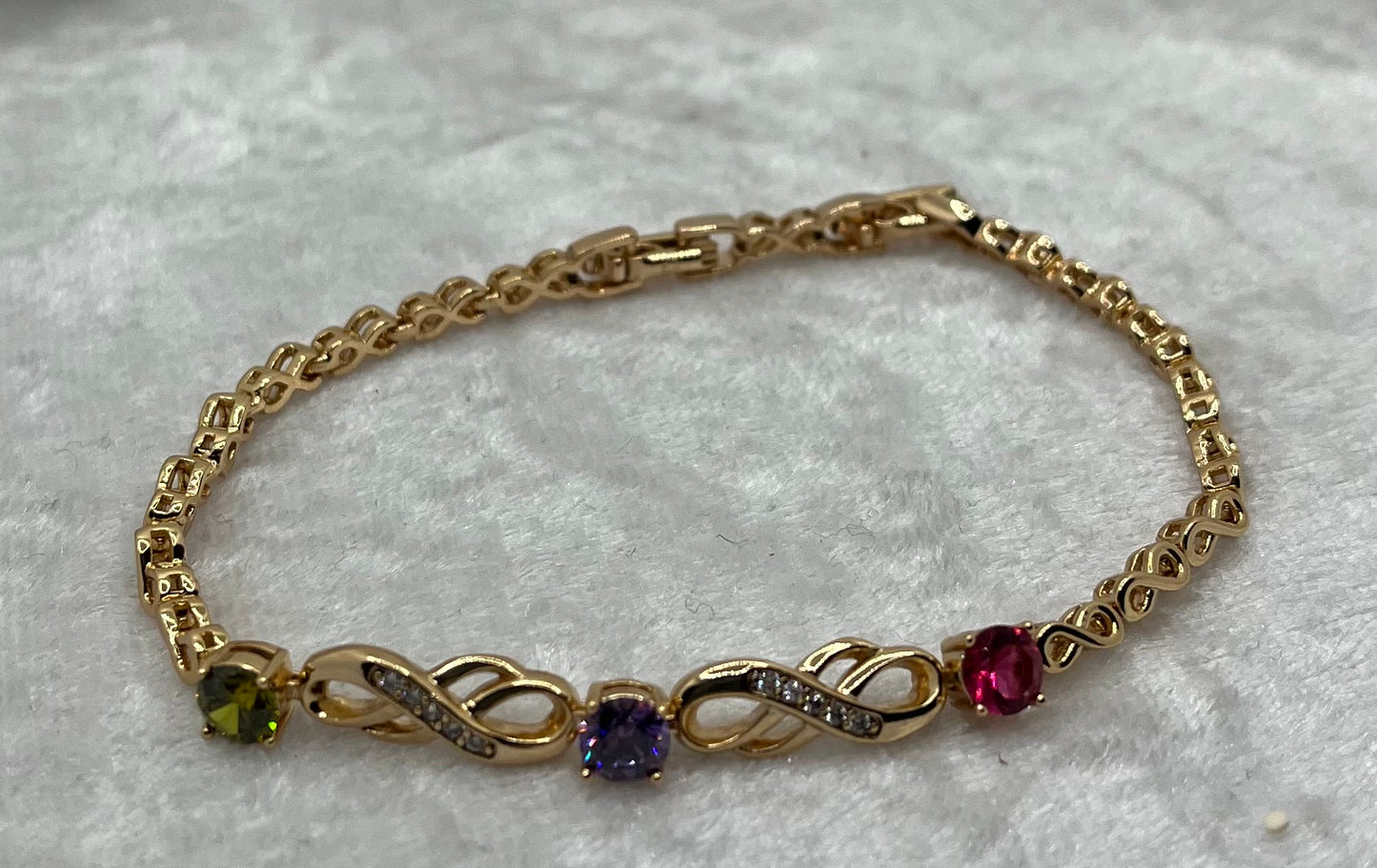 Bracelet Chic Femme Ornés de strass de couleurs brillant - Acier Inoxydable - Doré
