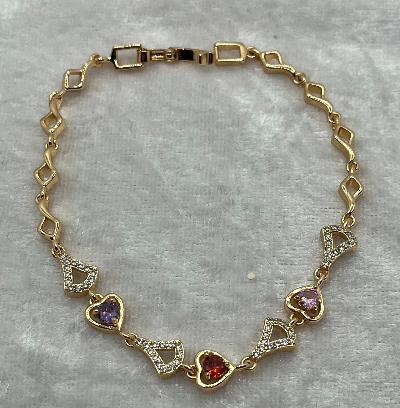 Bracelet Très chic Femme avec Strass de couleurs brillant - Acier Inoxydable Doré