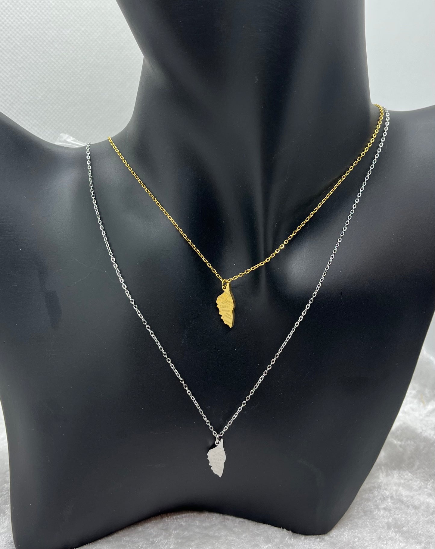 Ensemble bijoux Femme - Collier + Bracelets chaine fine pendentif - Acier Inoxydable - Doré et en argenté