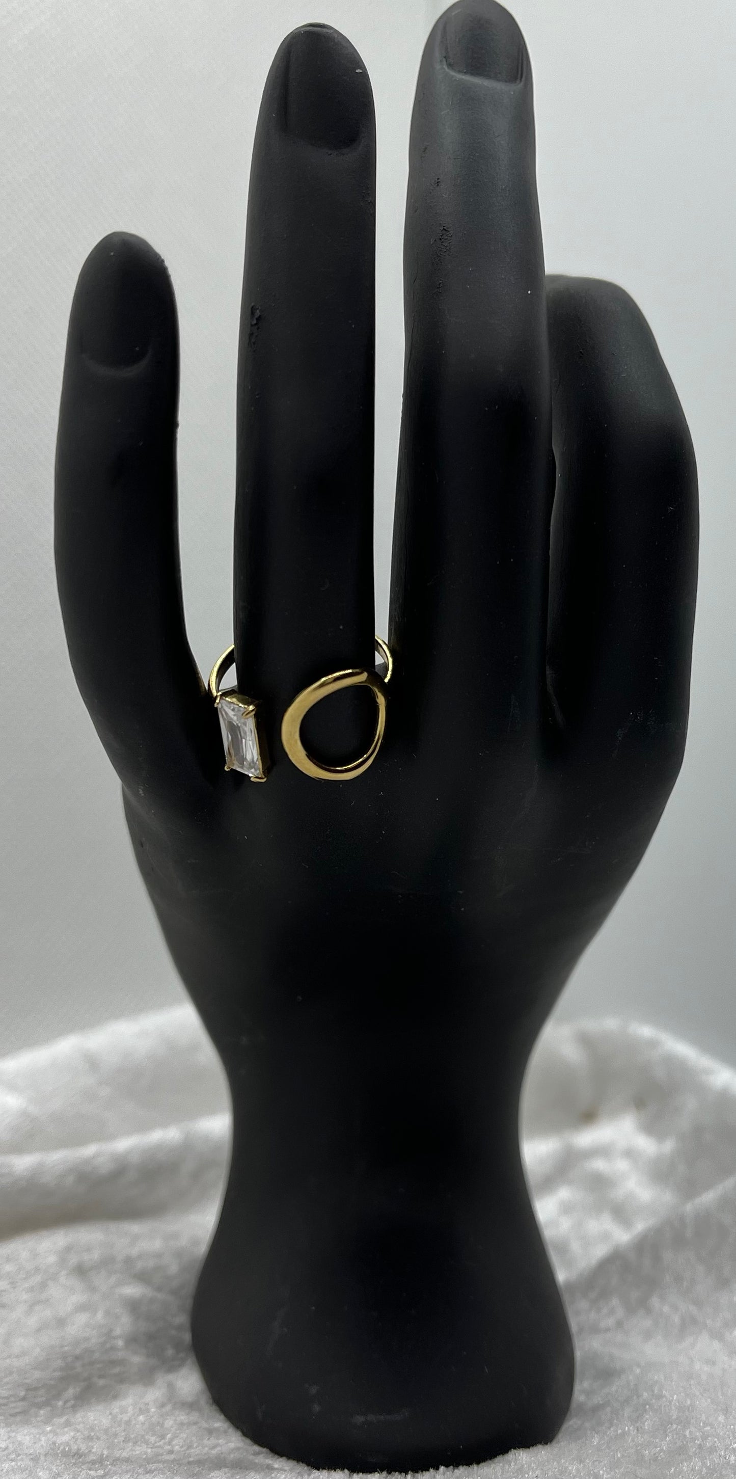 Bague en Acier inoxydable ajustable mode avec anneau et 1 brillant - Doré