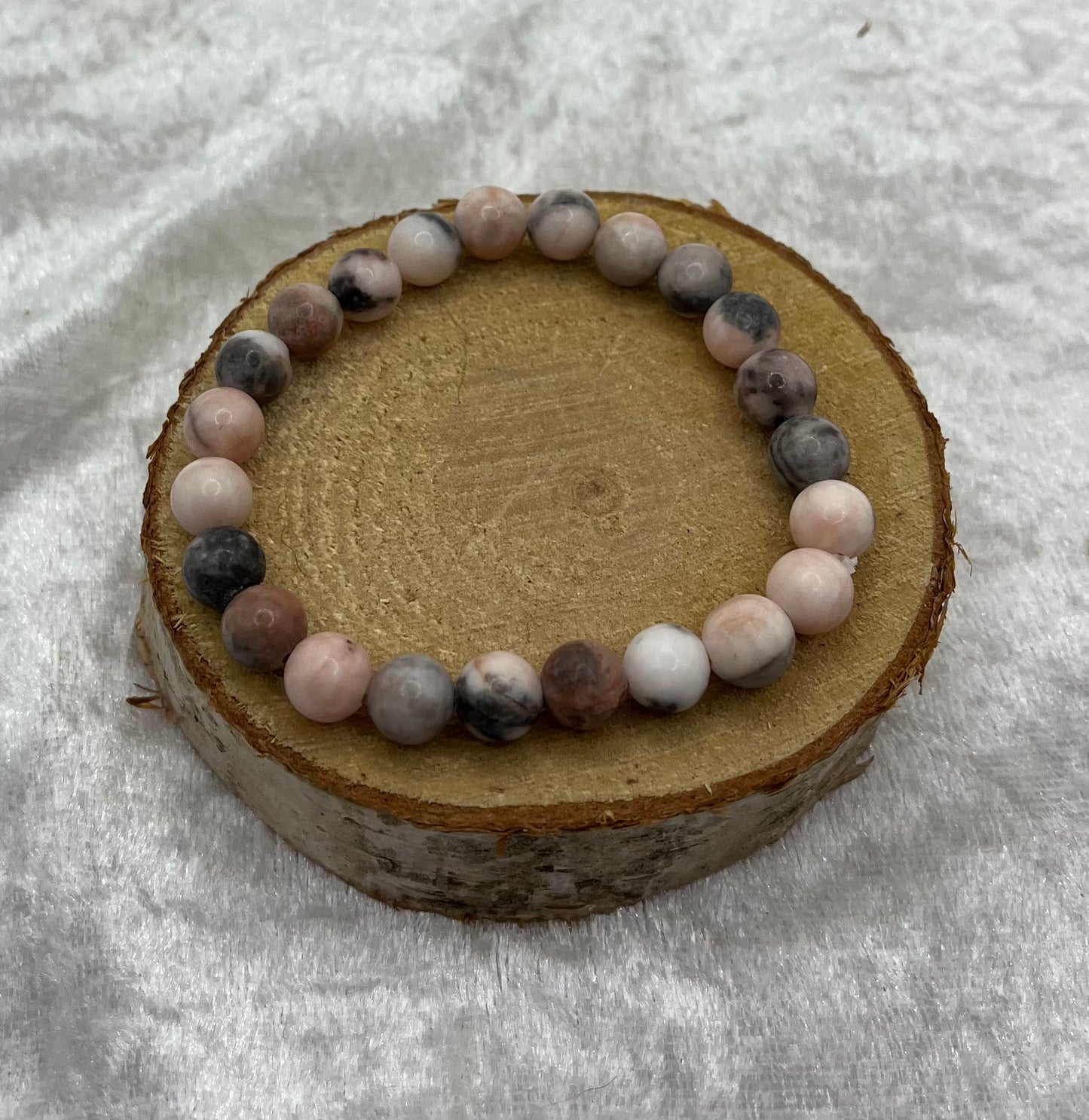 Bracelet en Pierre Naturelle en JASPE ZEBRE ROSE - Fait main