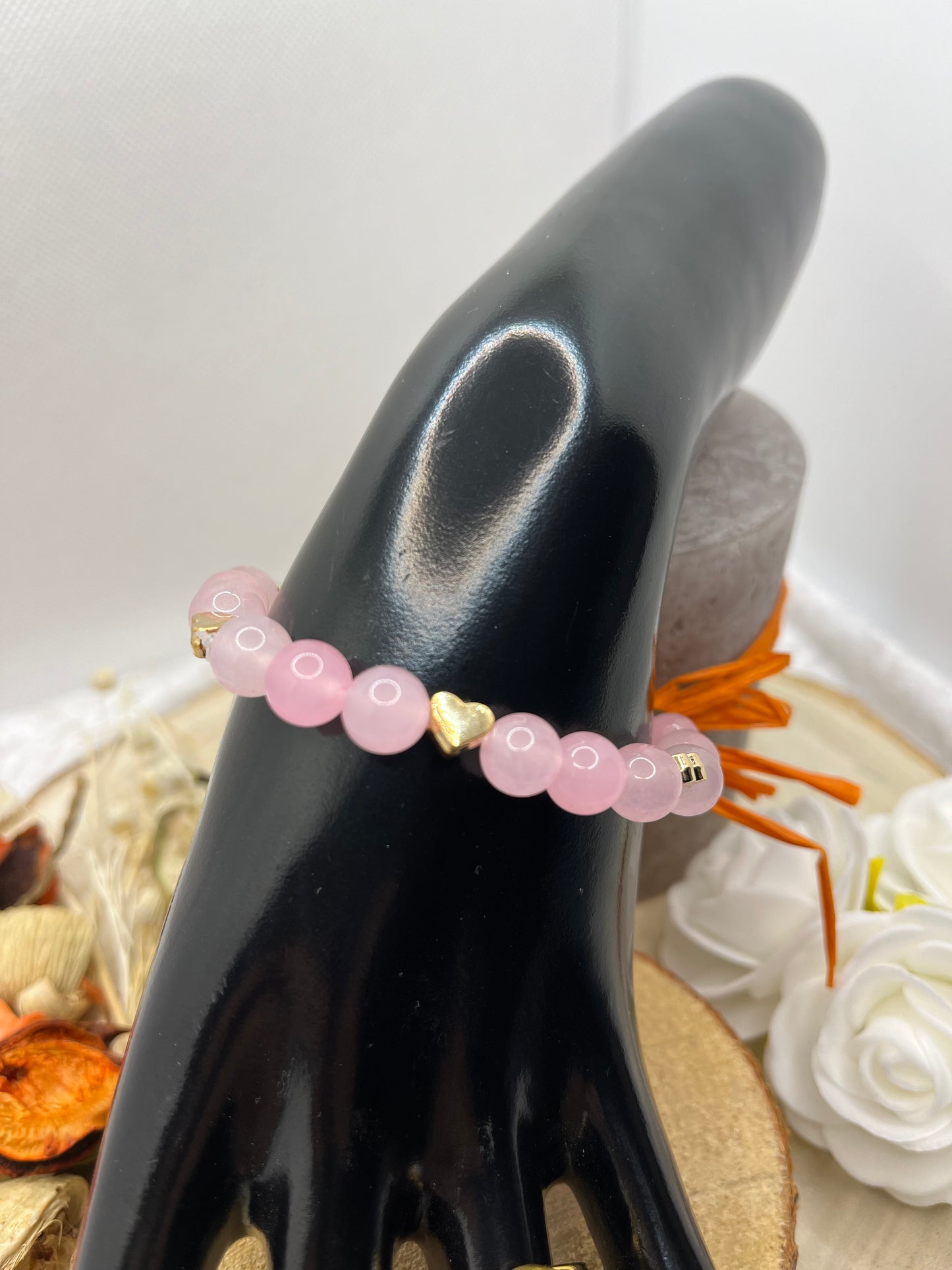 Bracelet Pierres Naturelles "Amour" Quartz Rose - Fait Main