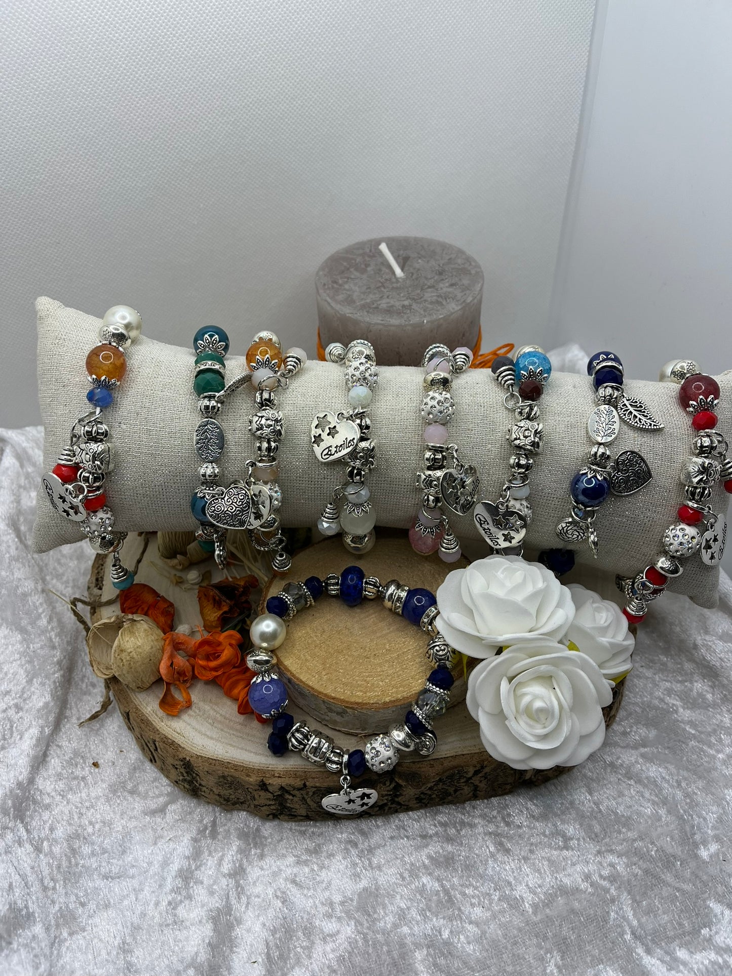 Bracelet fantaisie très chic mode ornés de pendentif coeur - acier inoxydable