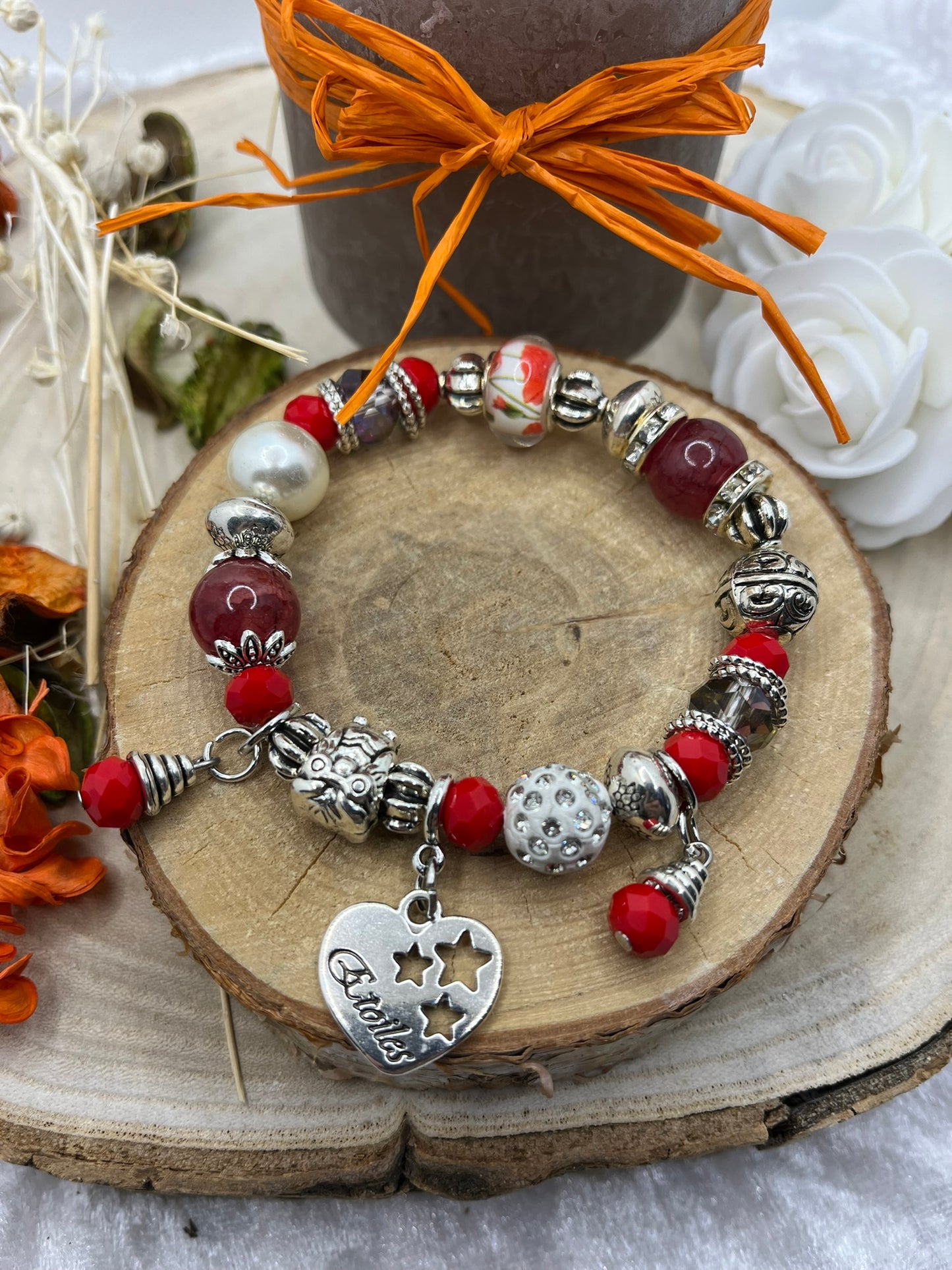 Bracelet fantaisie très chic mode ornés de pendentif coeur - acier inoxydable