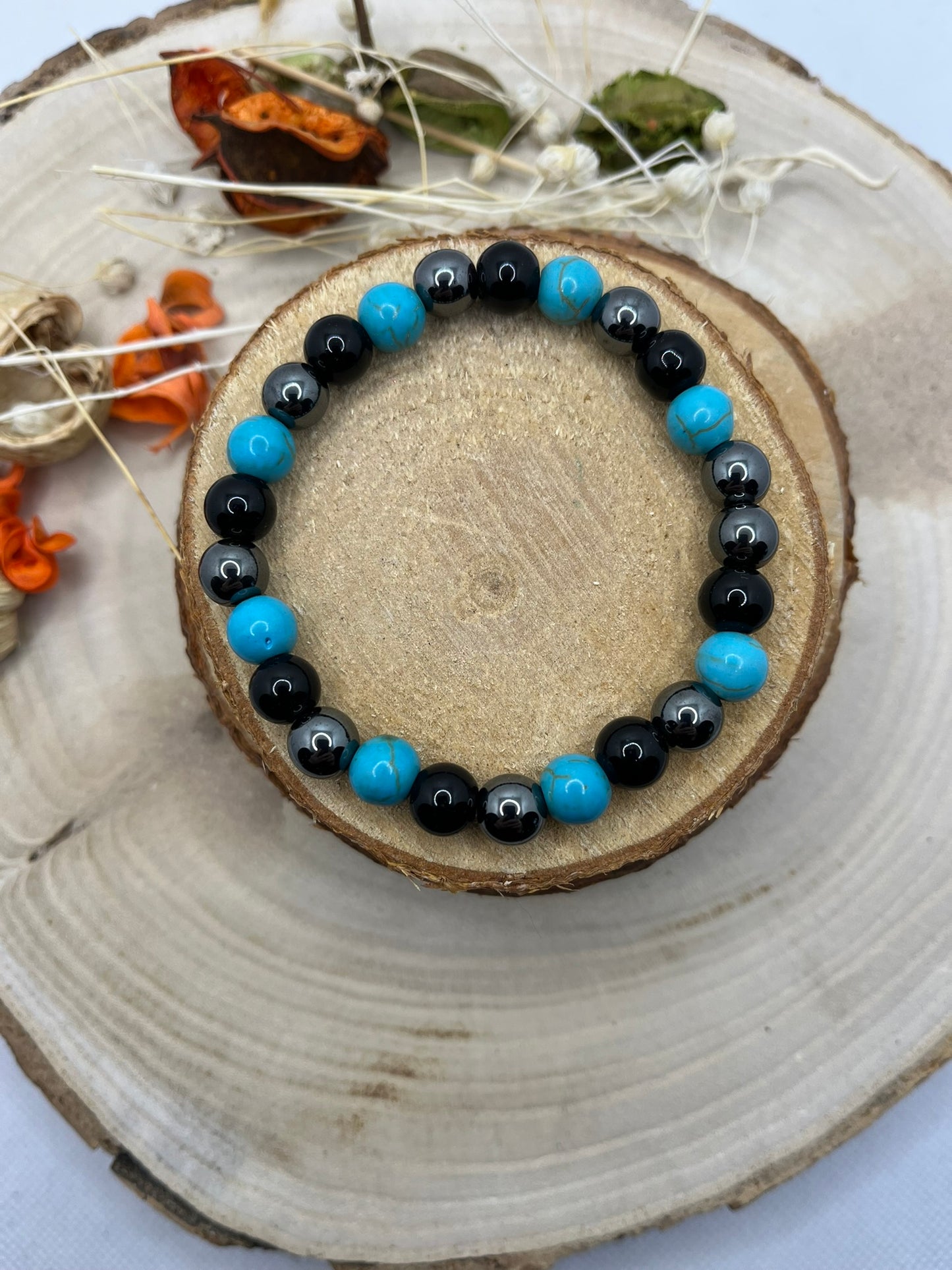 Bracelet Pierre naturelles - Turquoise/Hématite/Onyx