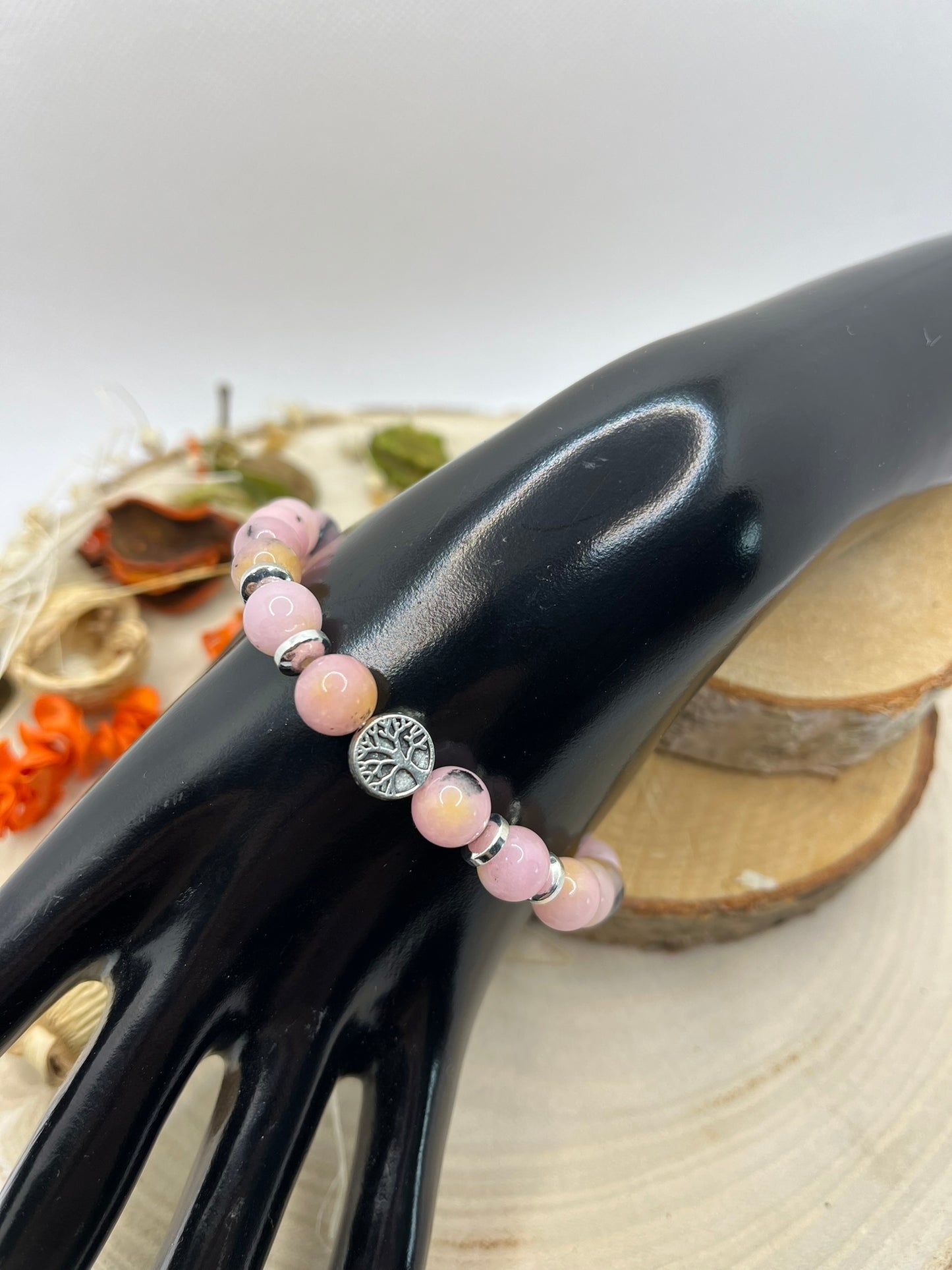 Bracelets pierres - Opale Rose Avec son arbre de vie