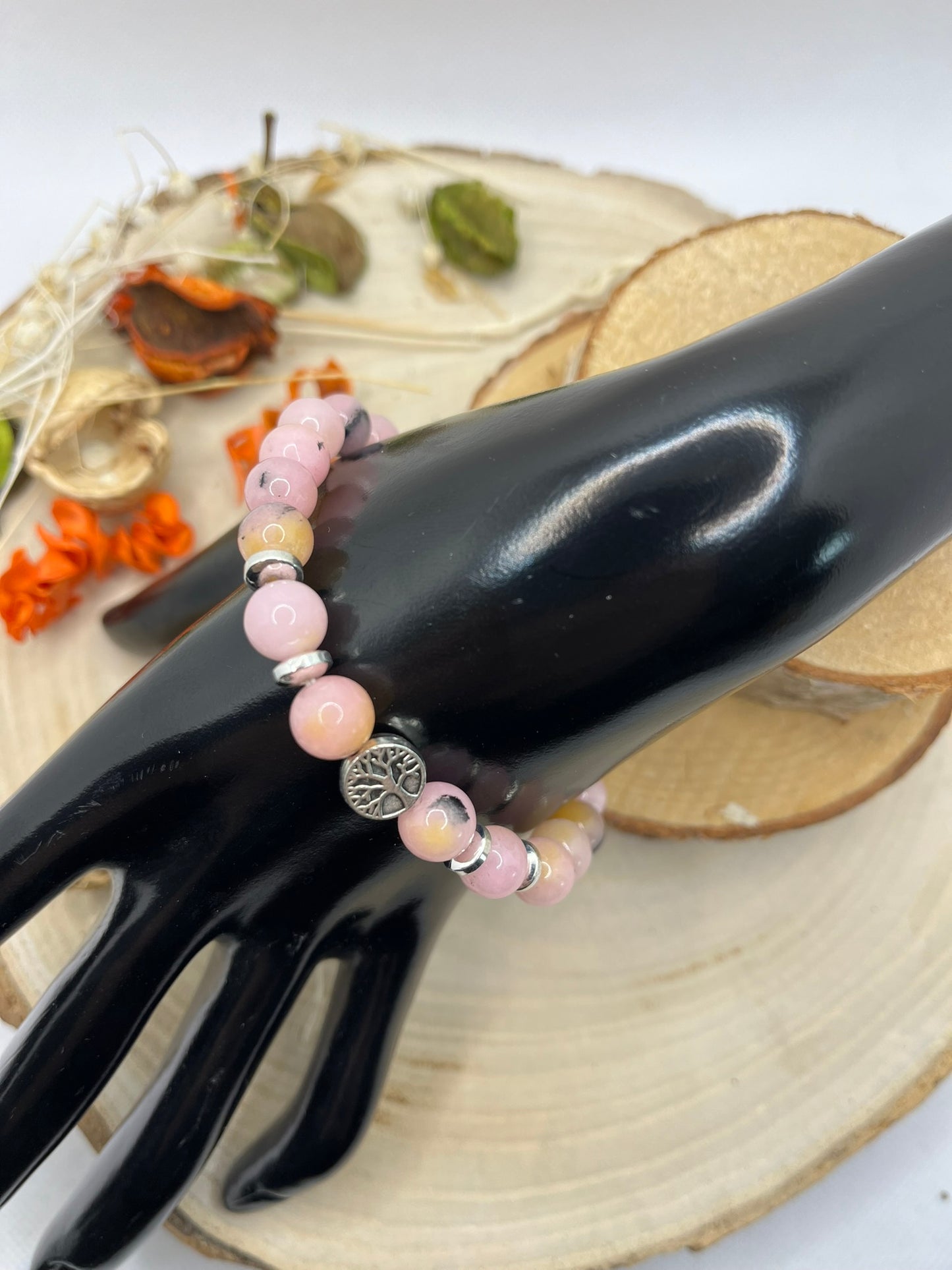 Bracelets pierres - Opale Rose Avec son arbre de vie