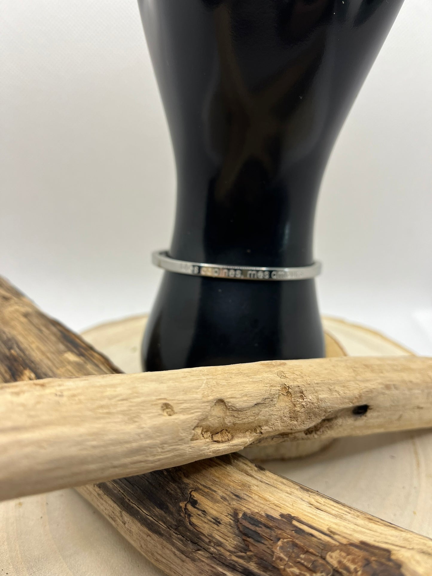 Bracelet Jonc à message ( Mes copines, mes amours ) - Acier inoxydable en Doré ou en Argent