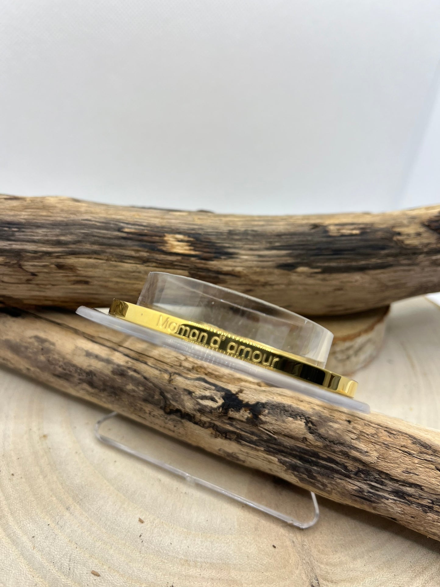 Bracelet Jonc à message ( Maman d'amour ) - Acier inoxydable en doré ou en argenté