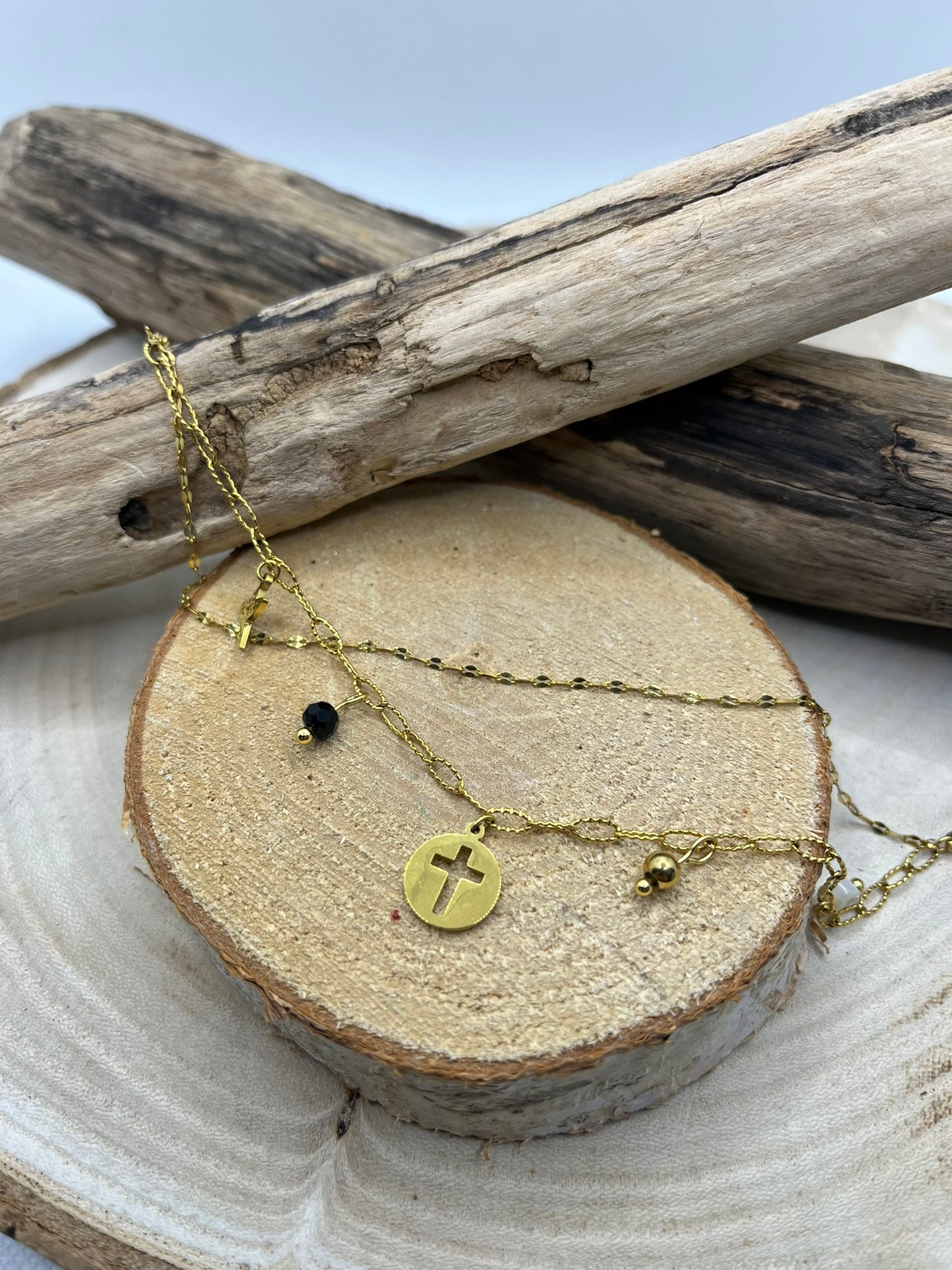 Bracelet chaines fine et ces pendentif - Acier Inoxydable - Doré