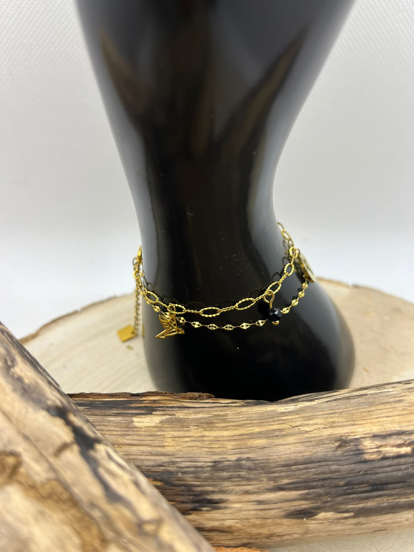 Bracelet chaines fine et ces pendentif - Acier Inoxydable - Doré