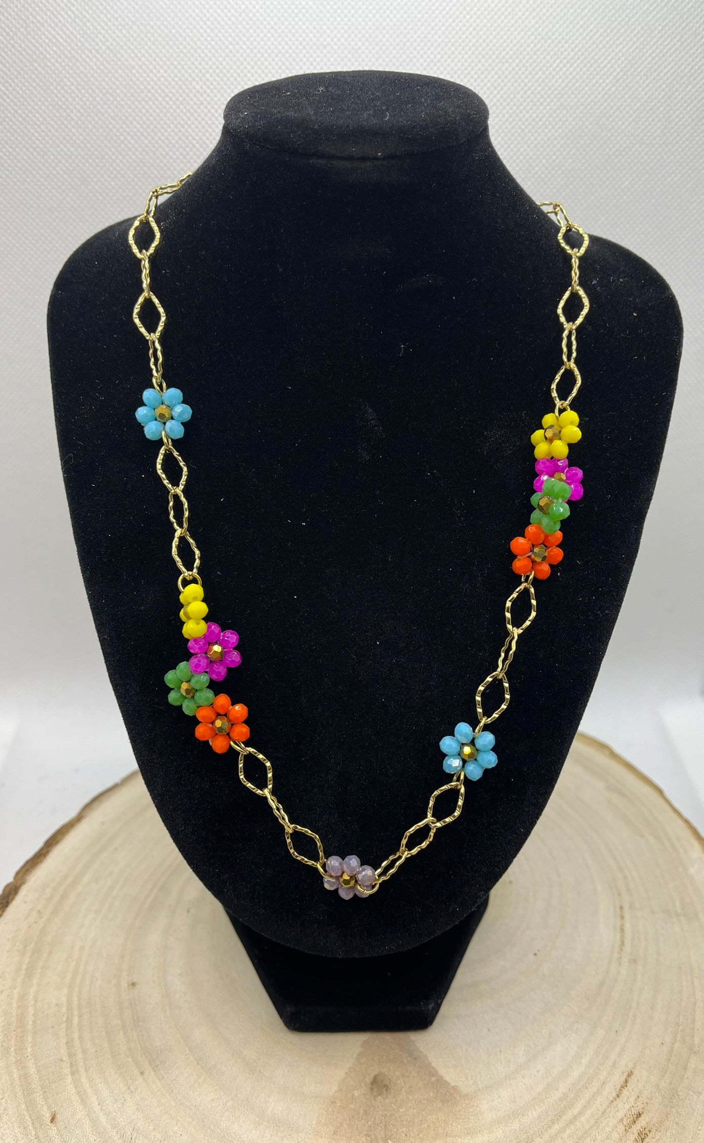 Collier Maillon de Chaîne avec ses fleurs de couleurs