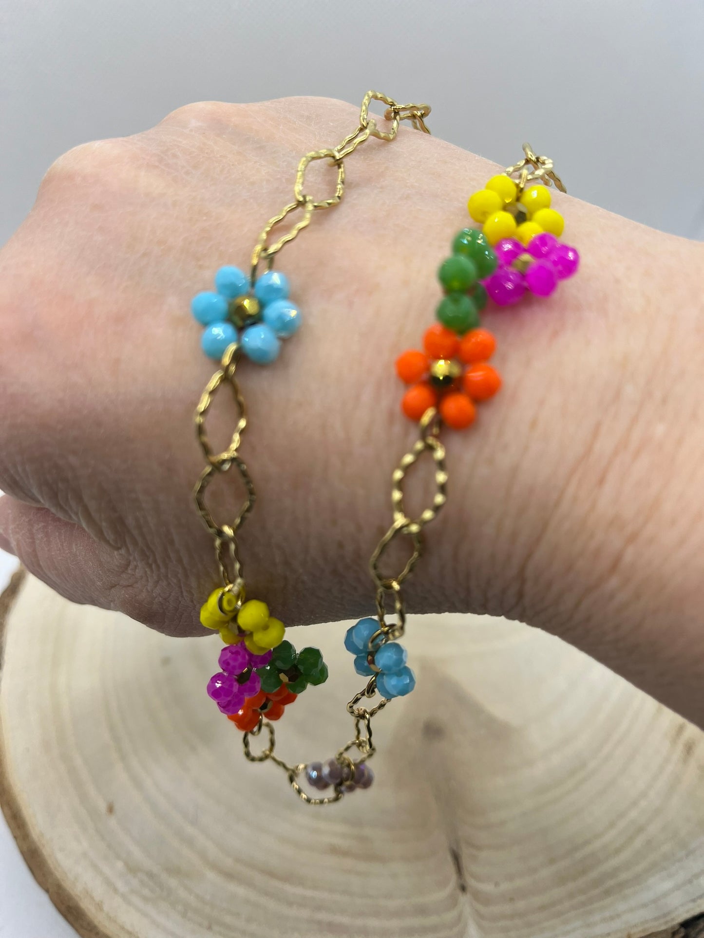 Collier Maillon de Chaîne avec ses fleurs de couleurs