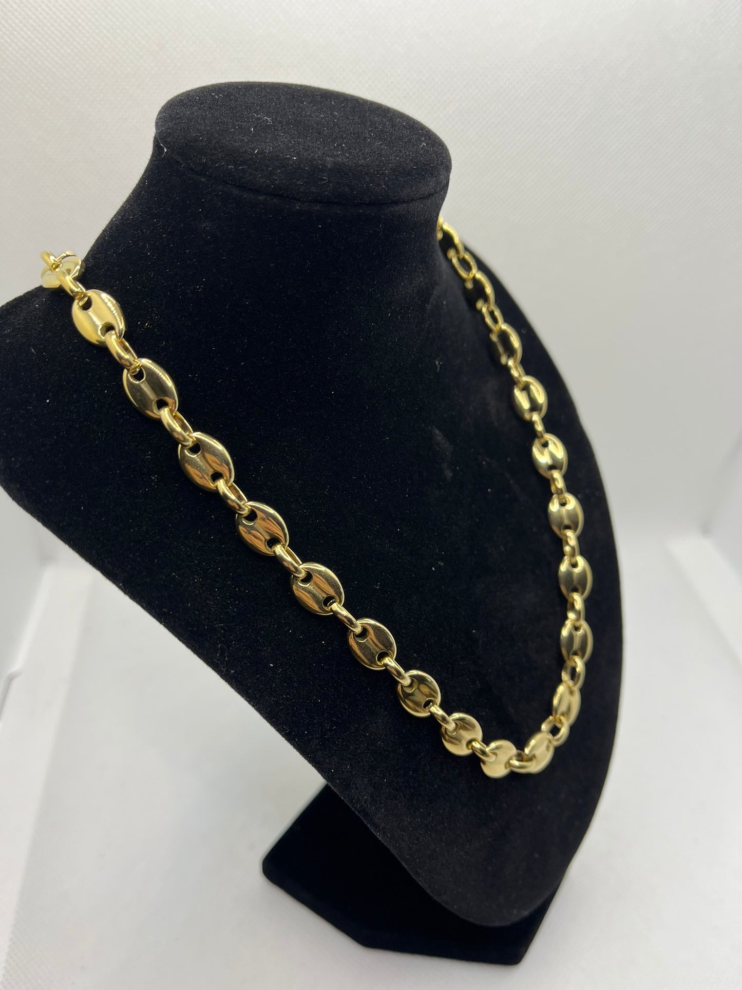 Collier Gros de grain café doré en Acier Inoxydable