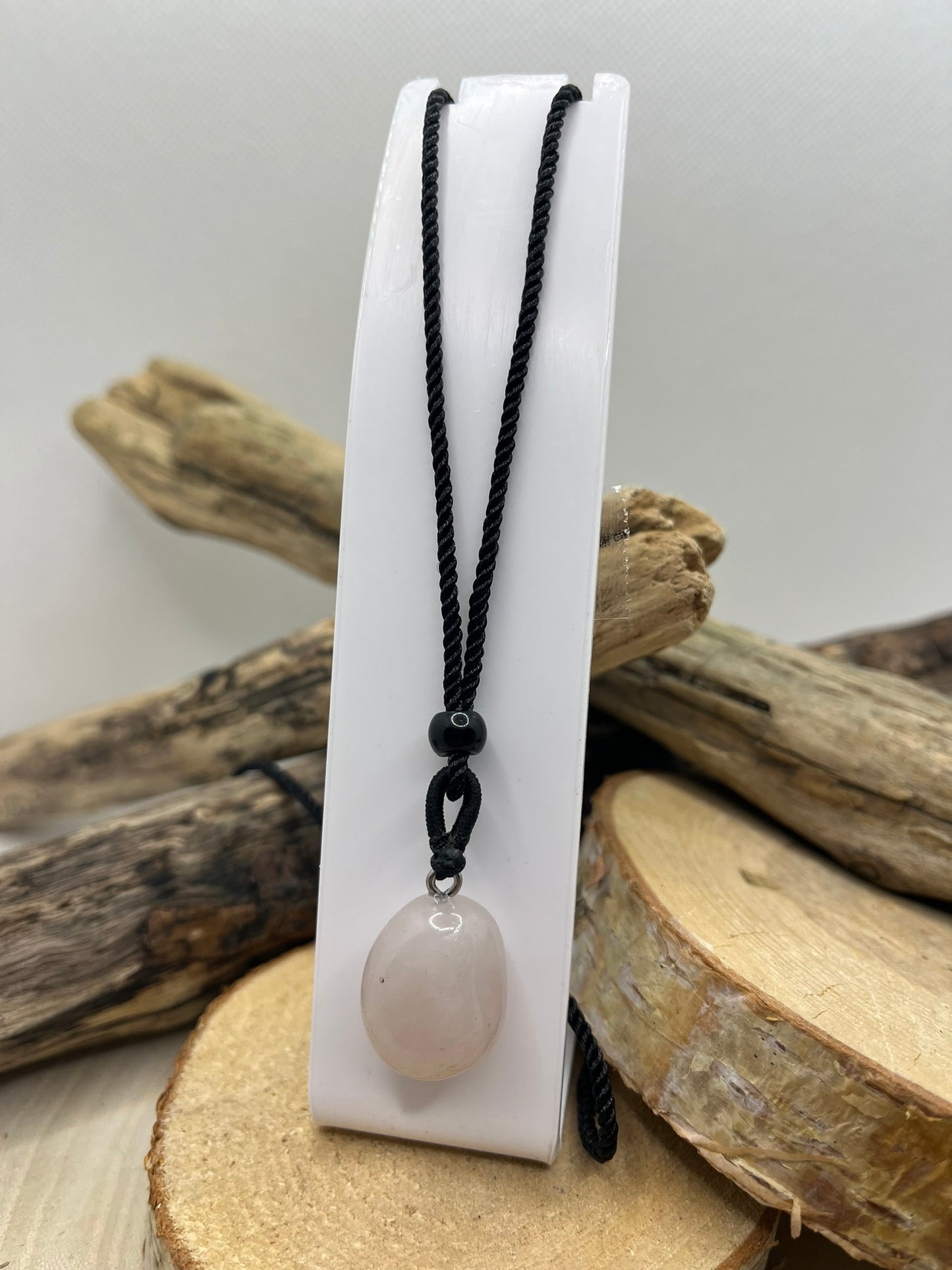 Collier sur Cordon noir réglable - Pendentif en Pierre Naturelle Pierre de Lune