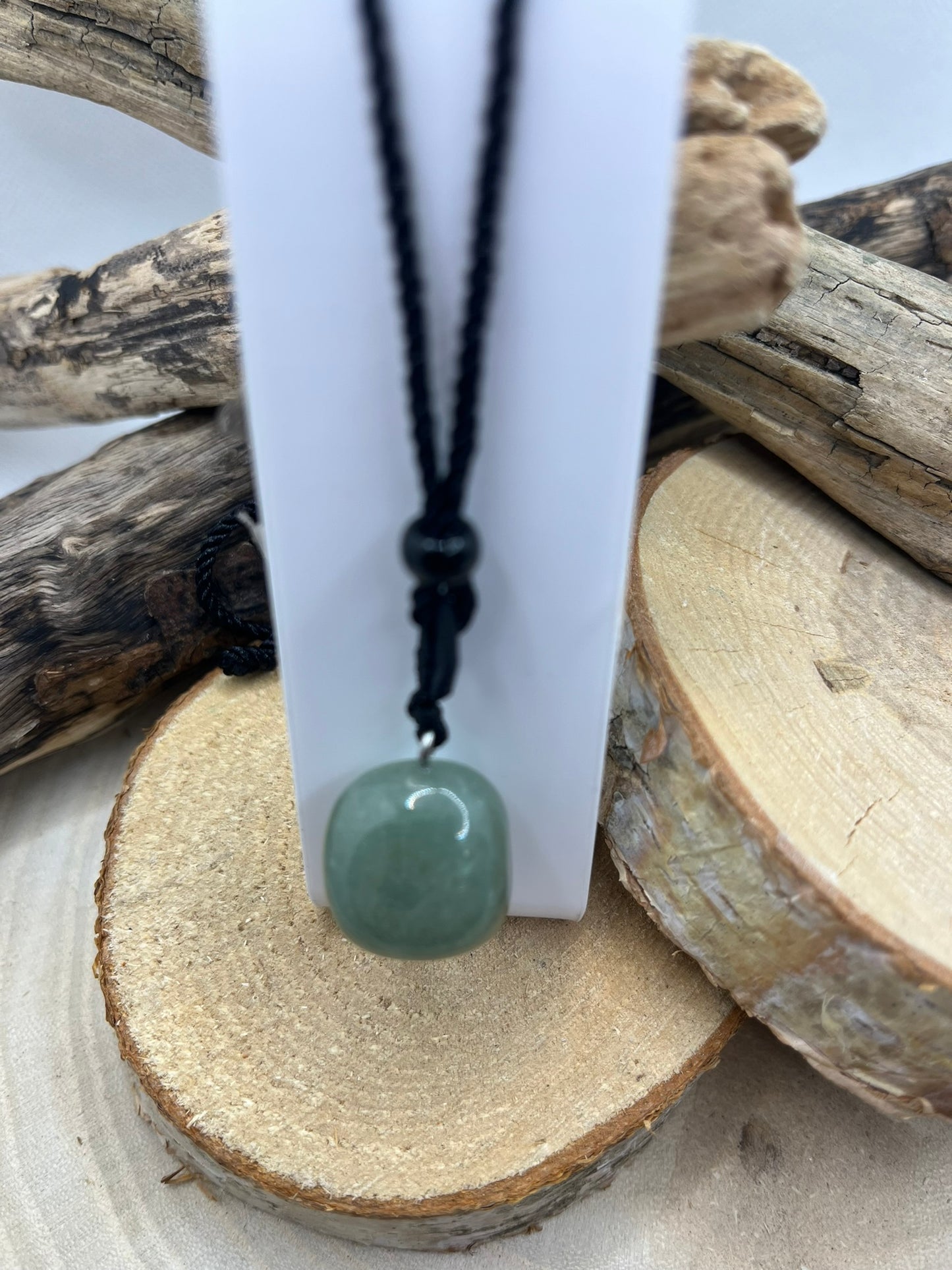 Collier sur cordon noir réglable - Pendentif Aventurine