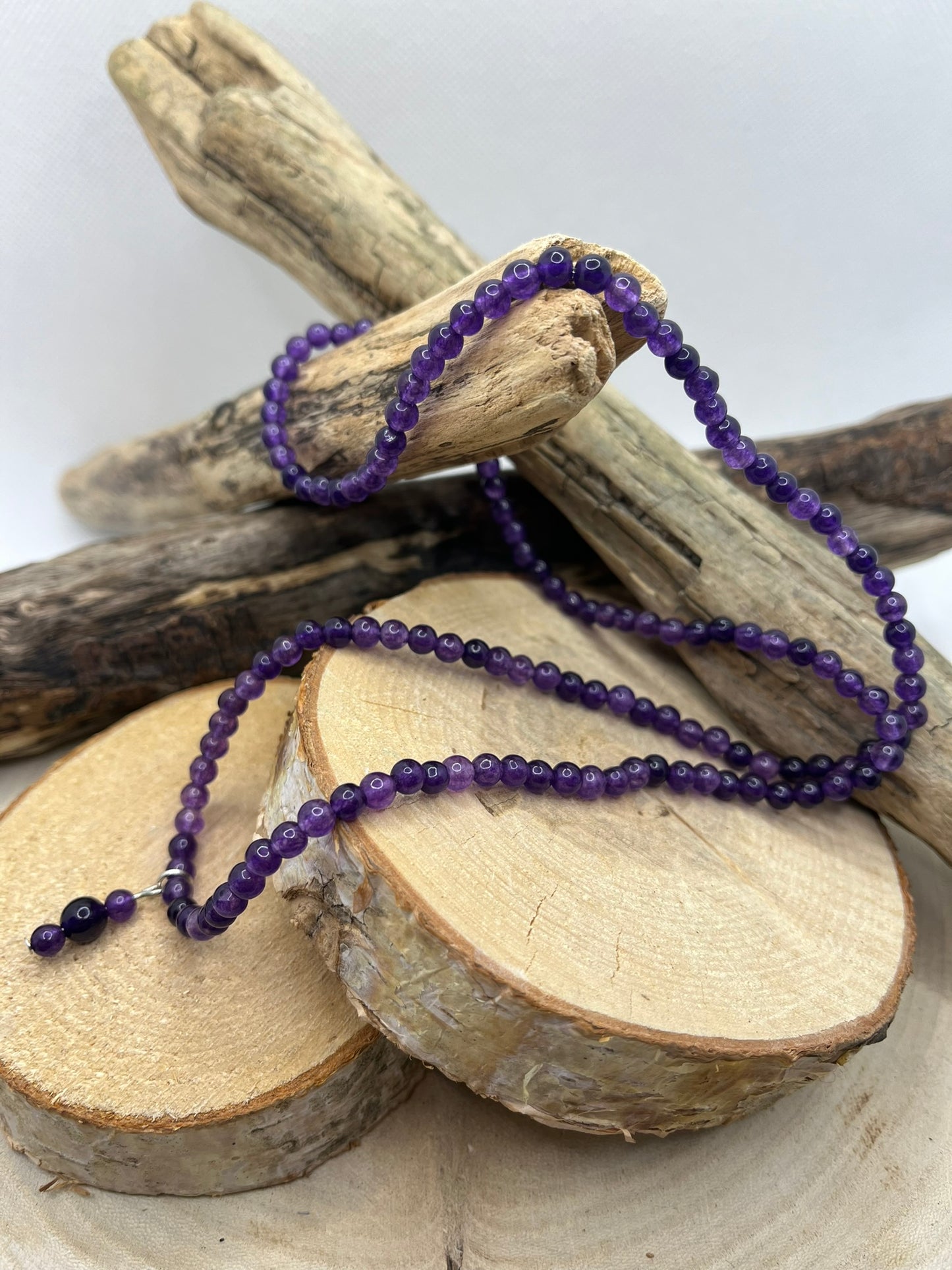 Collier en Pierre Naturelles - Améthyste - sur fil élastique