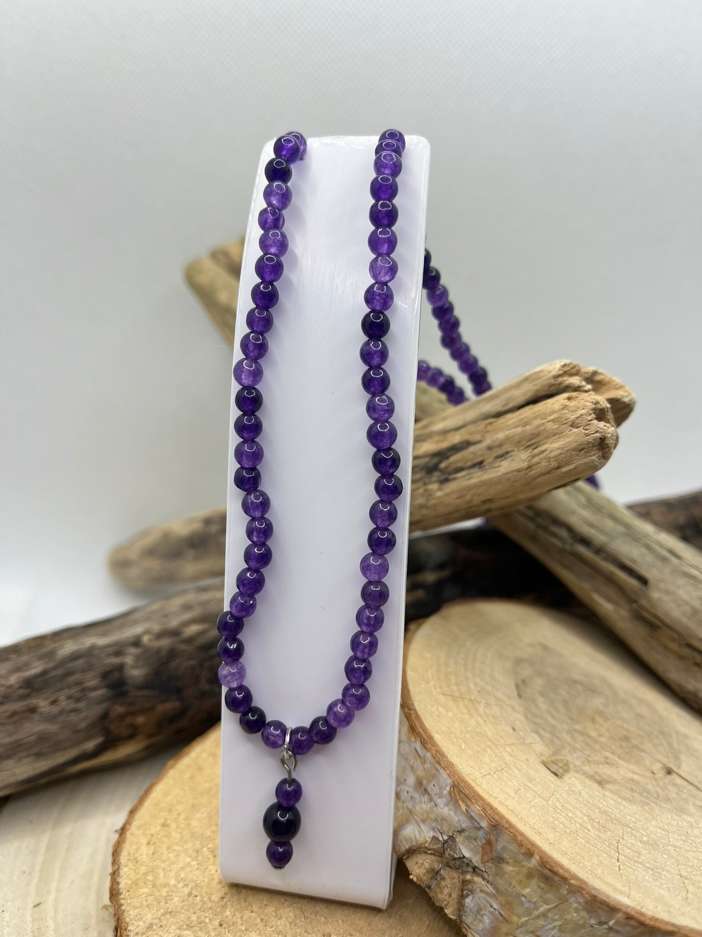 Collier en Pierre Naturelles - Améthyste - sur fil élastique