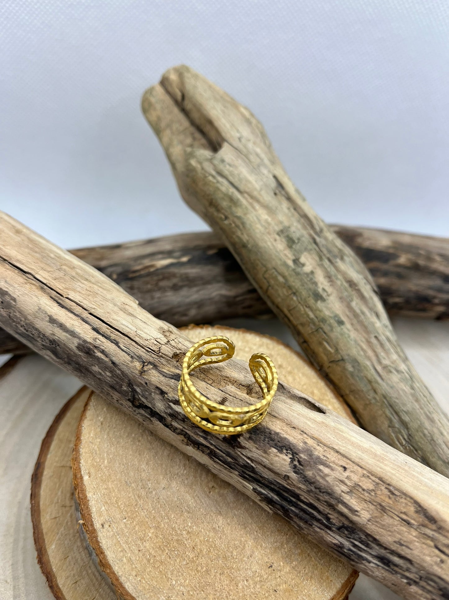 Bague en Acier inoxydable ajustable large très stylé - Doré