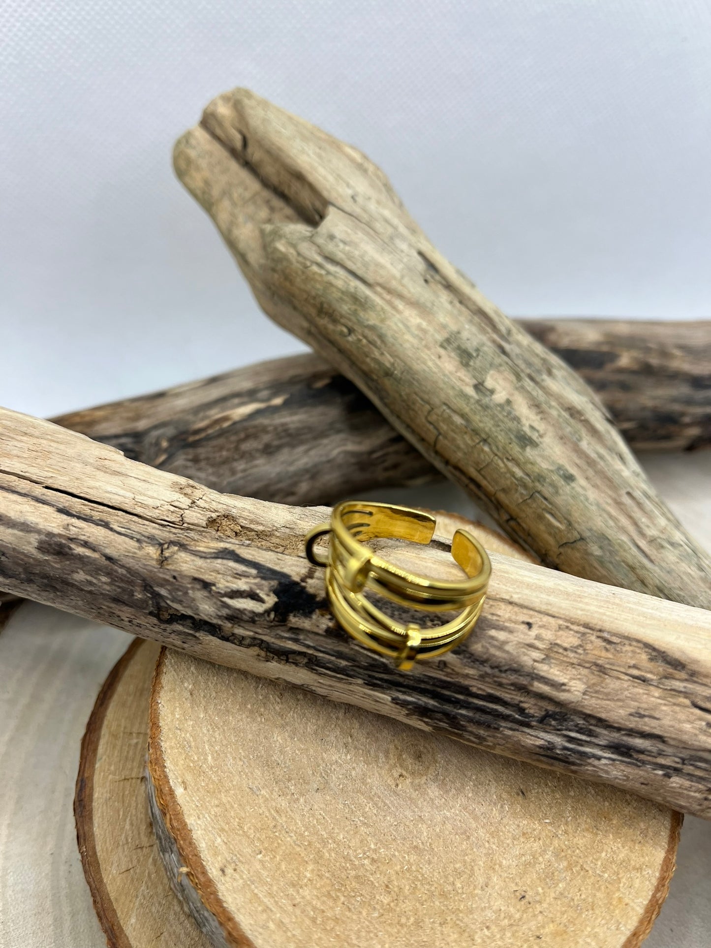 Bague en Acier inoxydable ajustable élégante - Doré