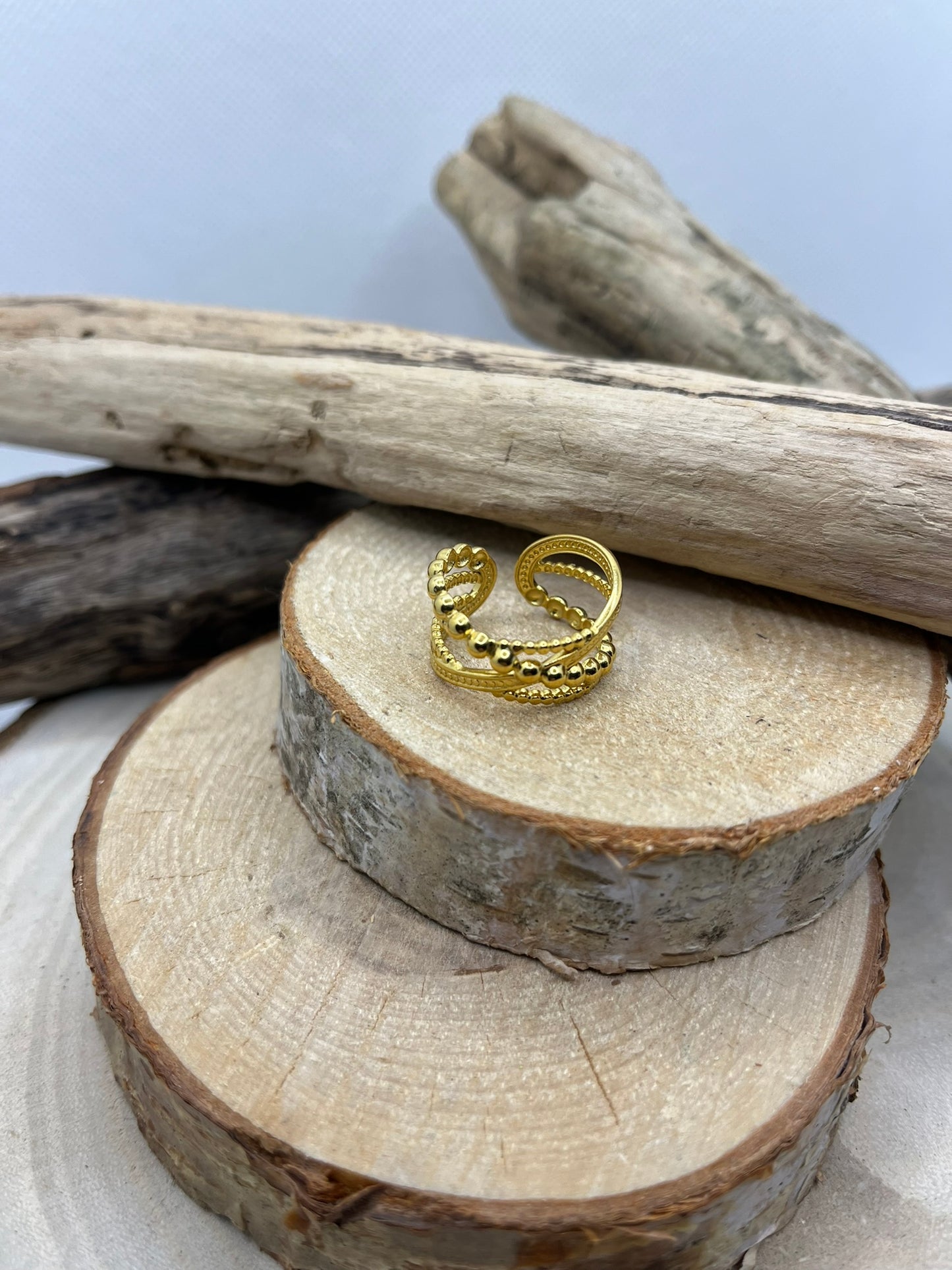 Bague très chic en Acier Inoxydable ajustable mode - Doré
