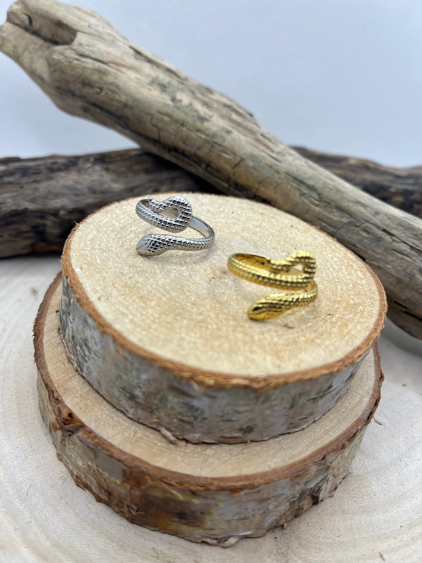 Bague en Acier inoxydable ajustable mode style serpent - Doré ou en Argenté