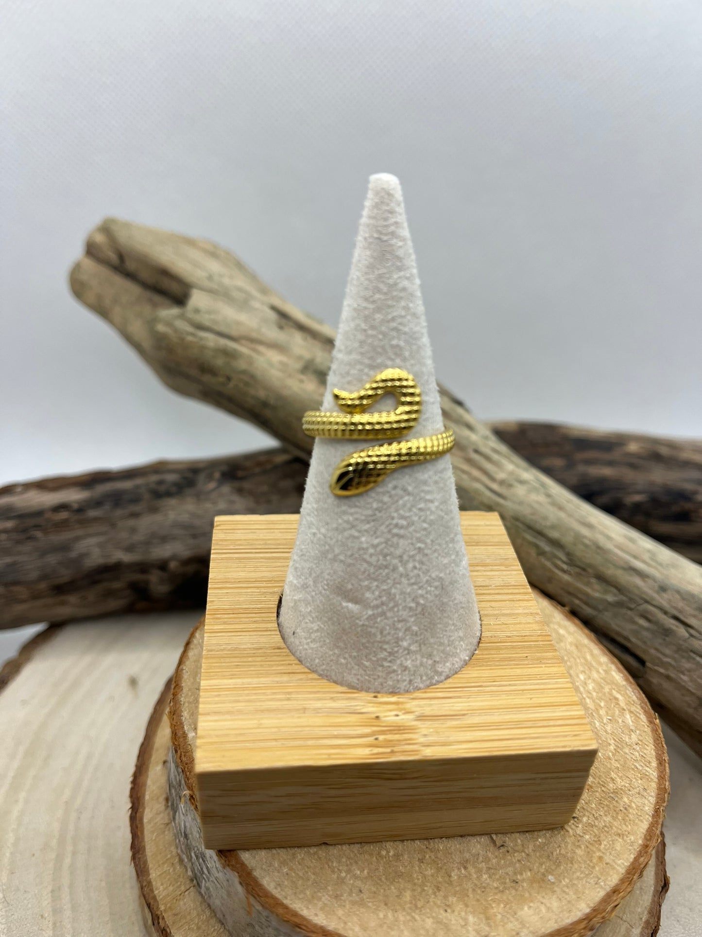 Bague en Acier inoxydable ajustable mode style serpent - Doré ou en Argenté