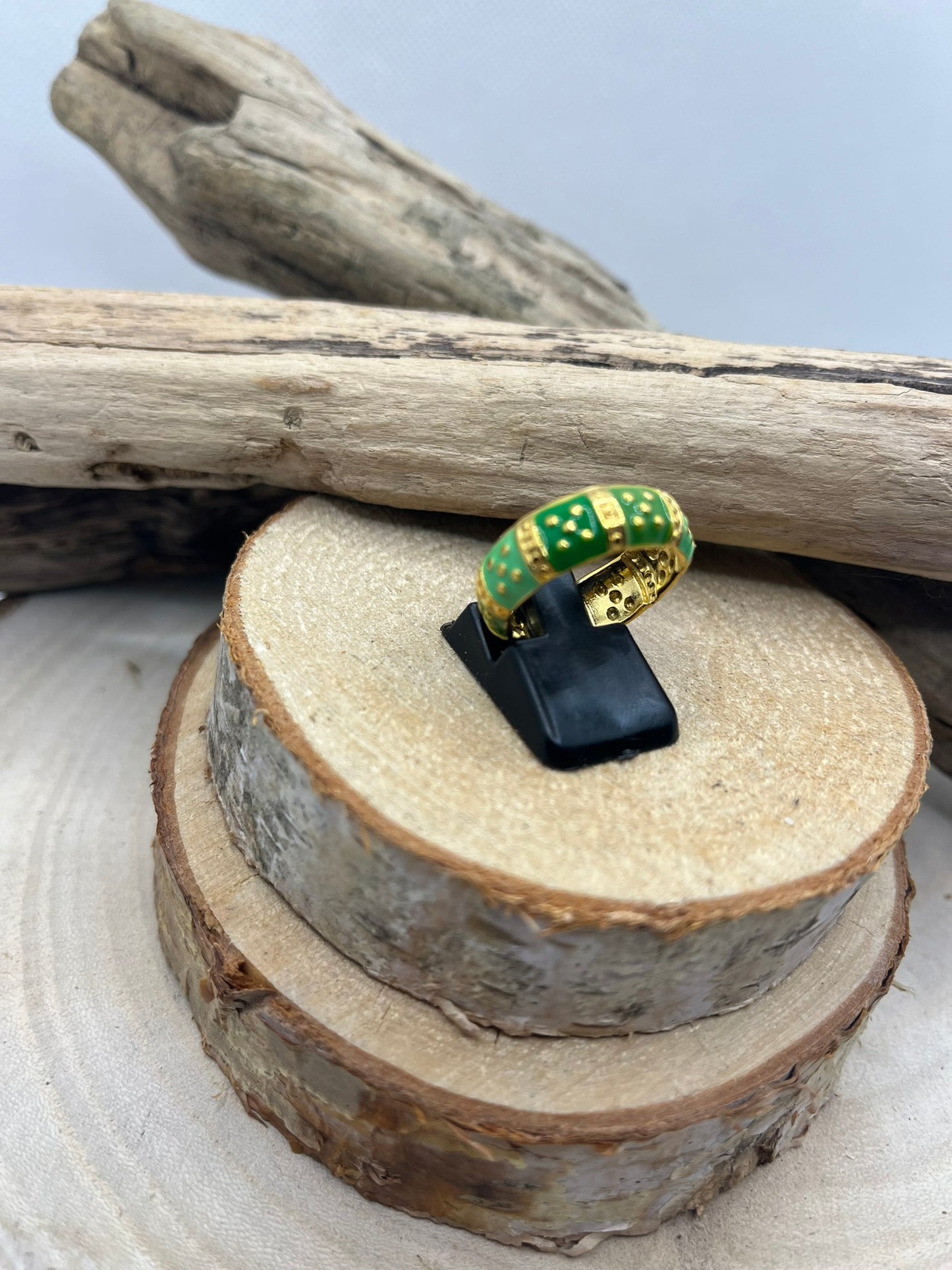 Bague en Acier inoxydable ajustable chic anneau vert - Doré, orange et Doré Vert