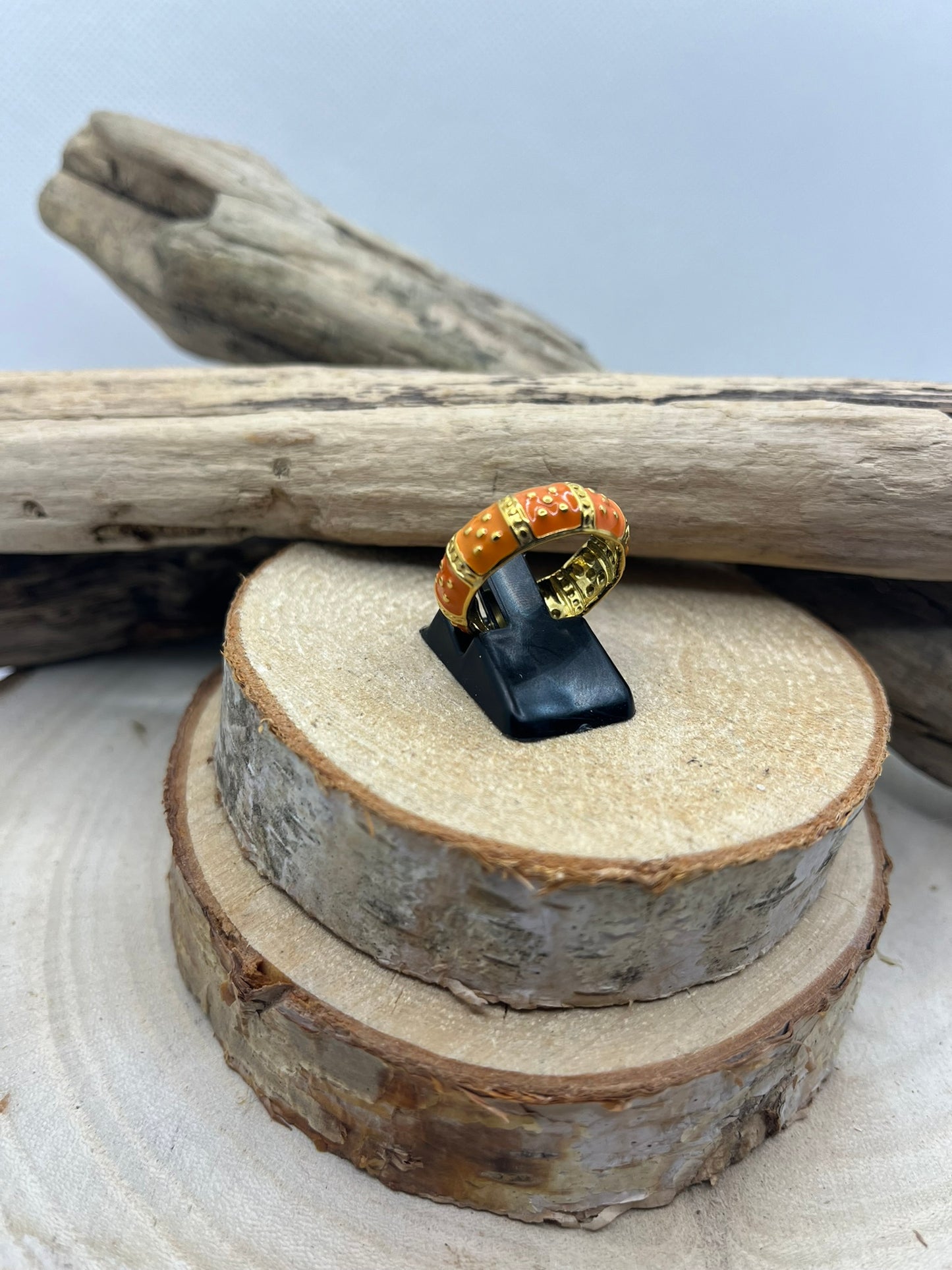 Bague en Acier inoxydable ajustable chic anneau vert - Doré, orange et Doré Vert