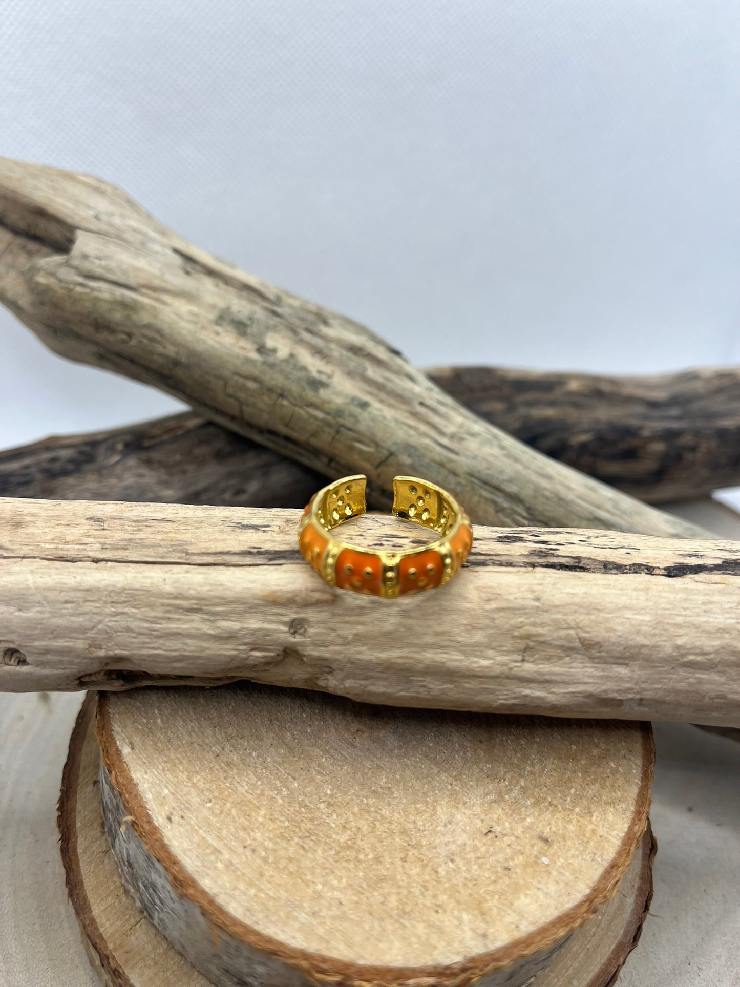 Bague en Acier inoxydable ajustable chic anneau vert - Doré, orange et Doré Vert