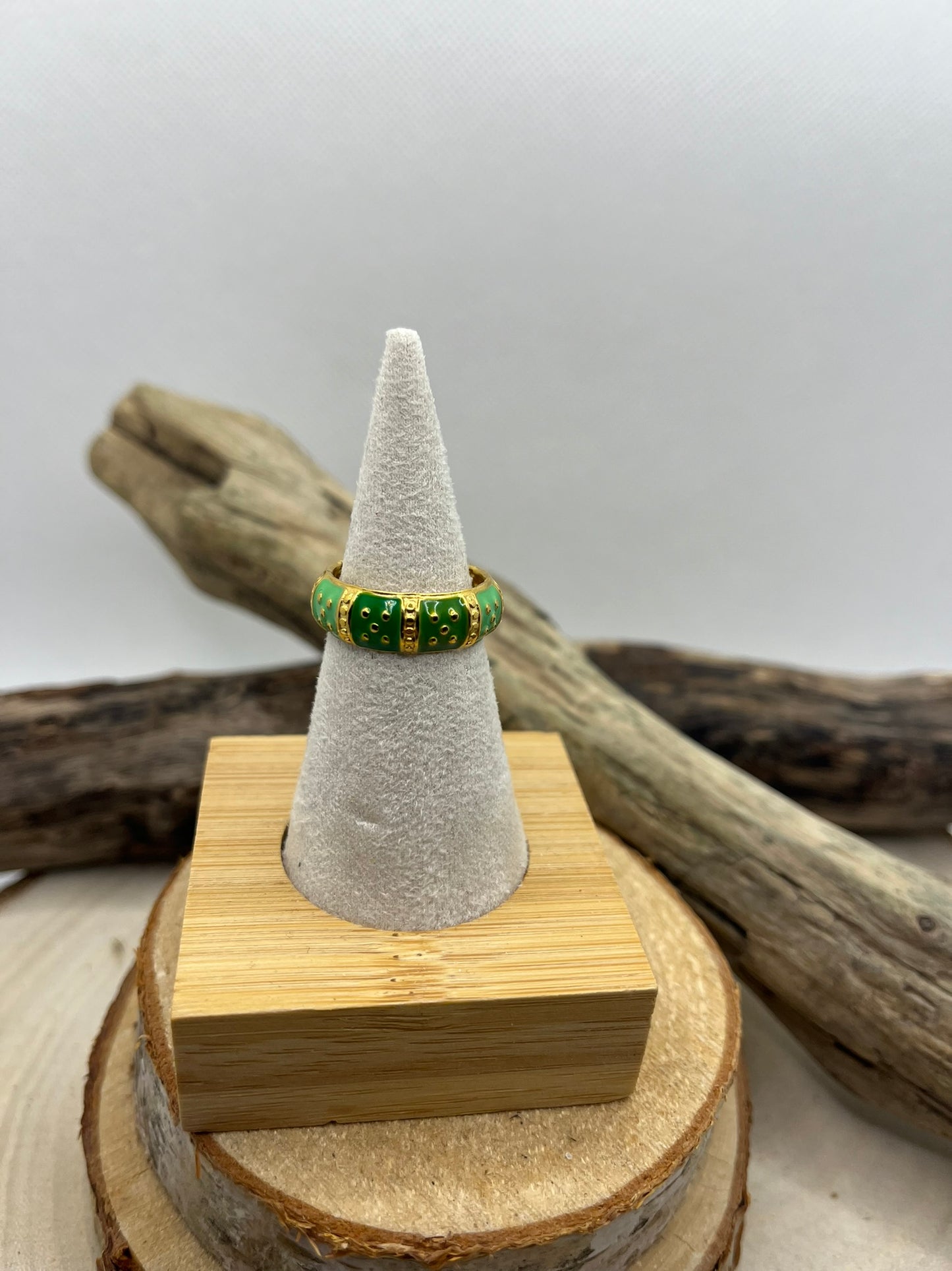 Bague en Acier inoxydable ajustable chic anneau vert - Doré, orange et Doré Vert
