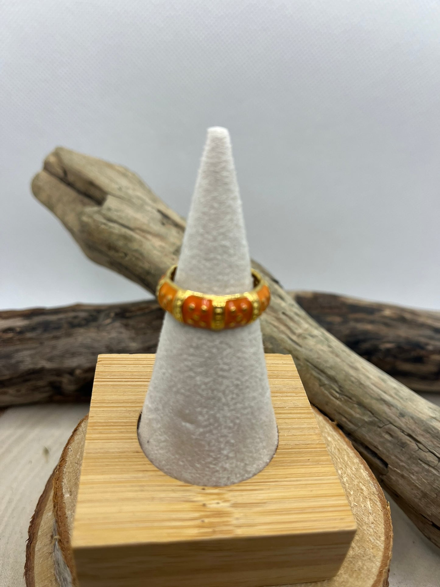 Bague en Acier inoxydable ajustable chic anneau vert - Doré, orange et Doré Vert