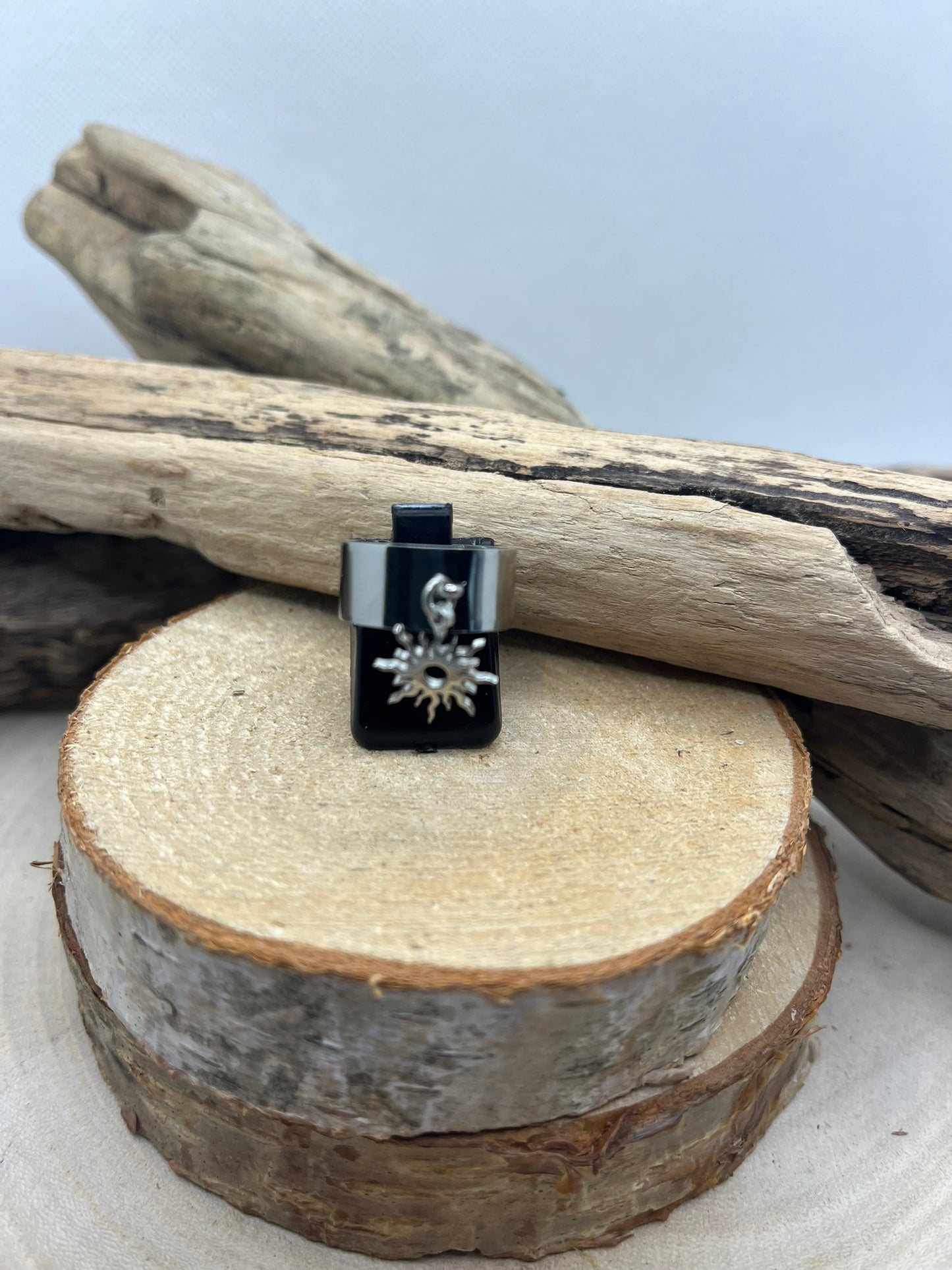 Bague en Acier inoxydable ajustable Mode pendentif Soleil - Argenté