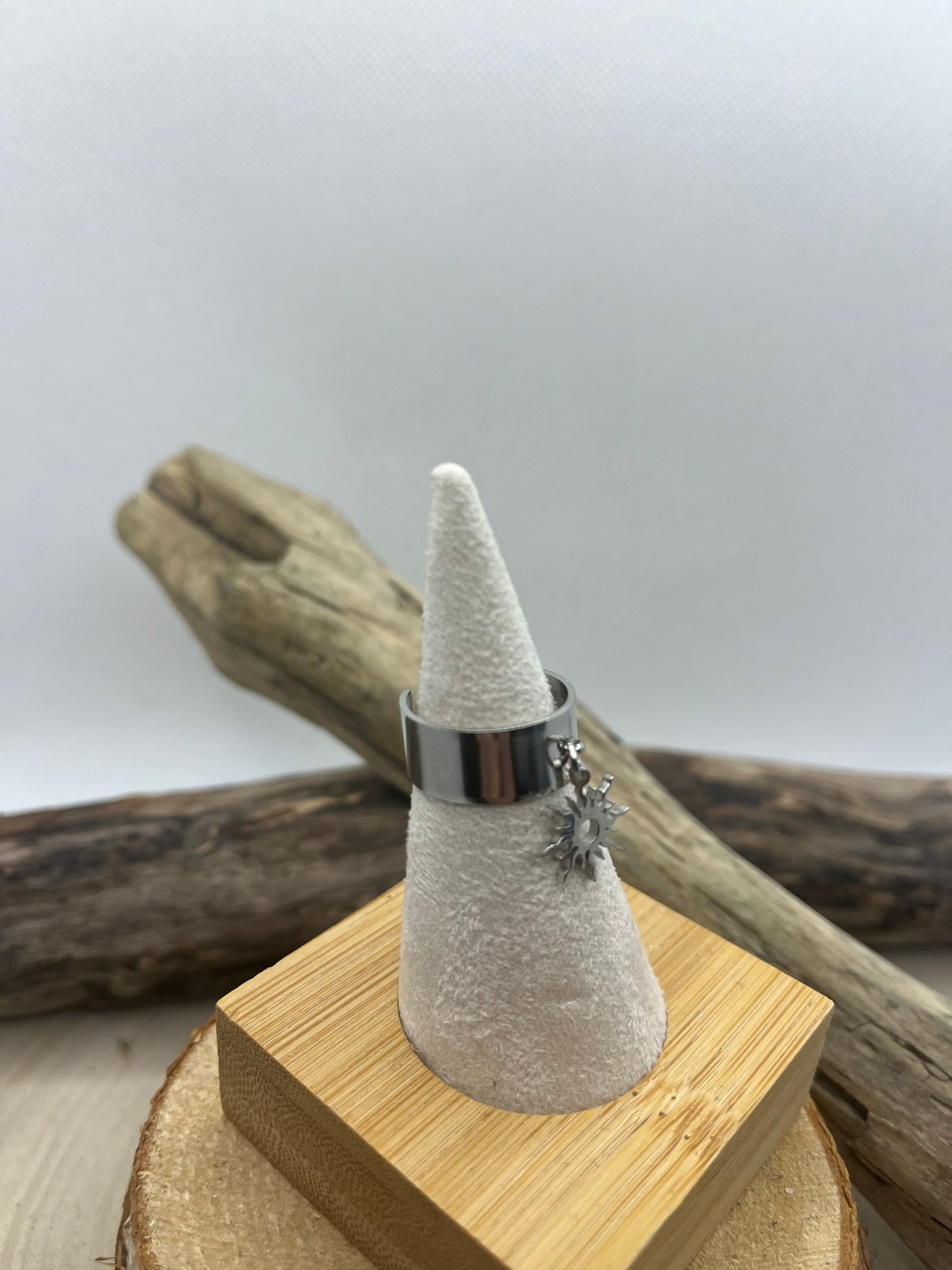 Bague en Acier inoxydable ajustable Mode pendentif Soleil - Argenté