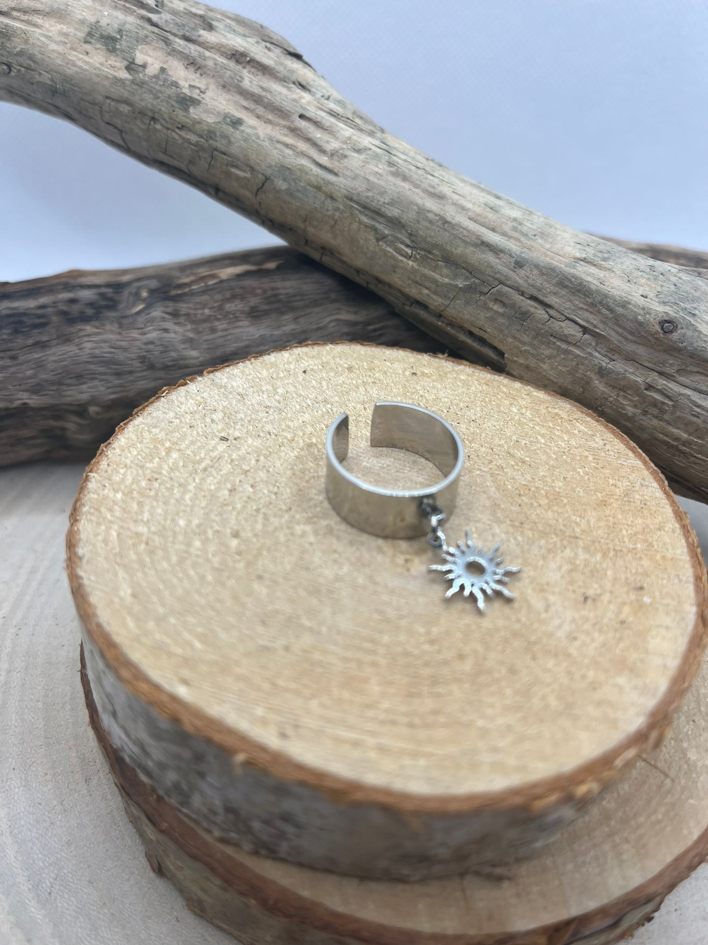 Bague en Acier inoxydable ajustable Mode pendentif Soleil - Argenté
