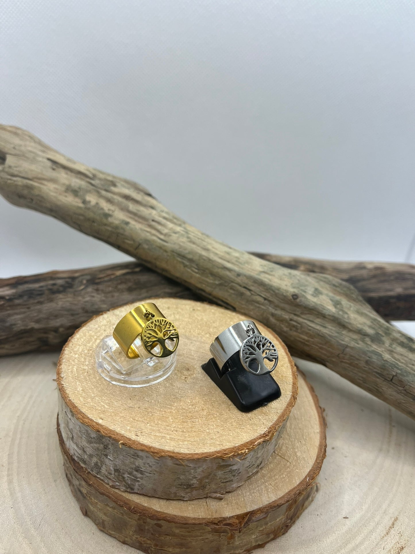 Bague en Acier inoxydable ajustable Mode et Chic Pendentif Arbre de Vie - Doré ou en Argenté