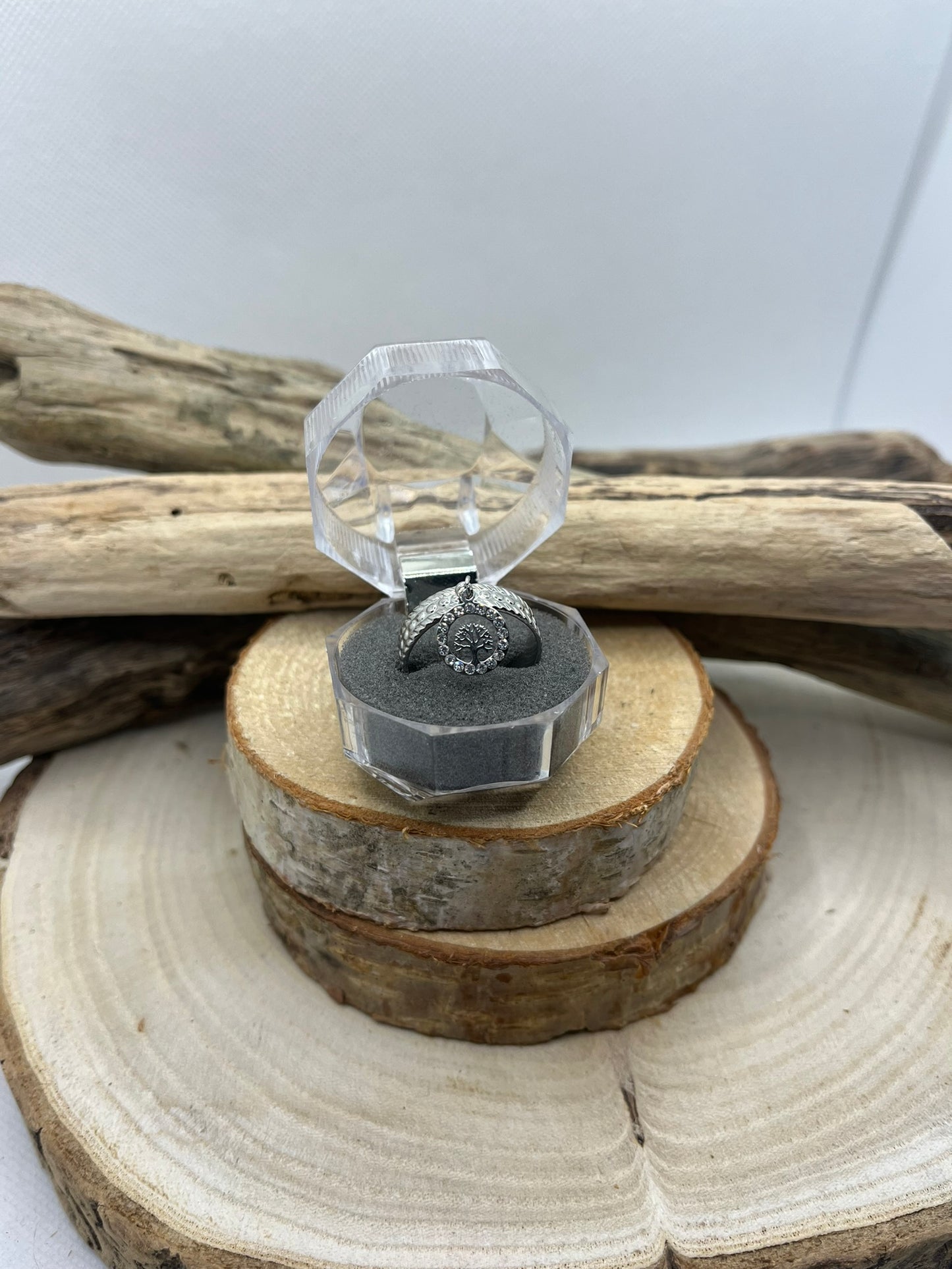 Bague en Acier inoxydable ajustable mode Pendentif Arbre de vie orné de strass - Doré ou en Argenté
