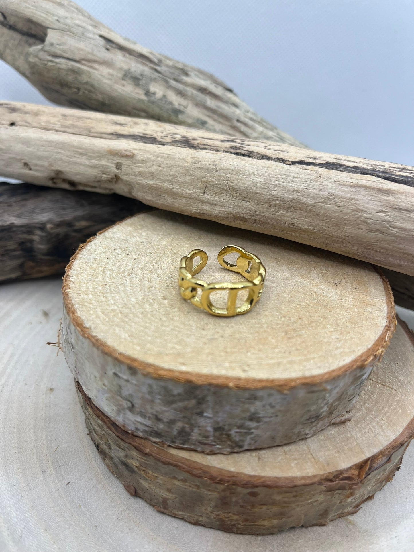Bague en acier inoxydable tendance de couleur Doré et de Couleur Argenté ajustable à la mode