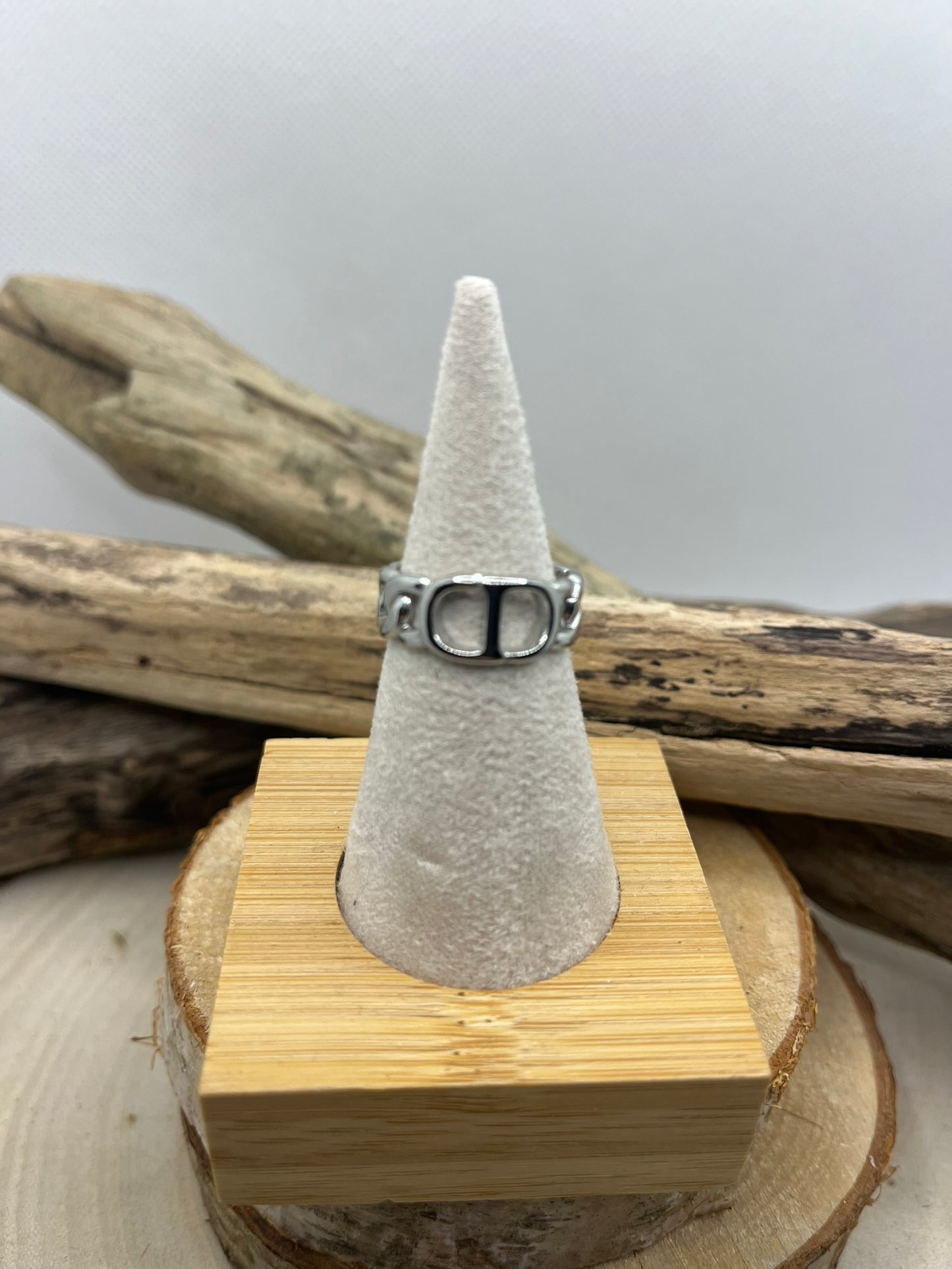 Bague en acier inoxydable tendance de couleur Doré et de Couleur Argenté ajustable à la mode