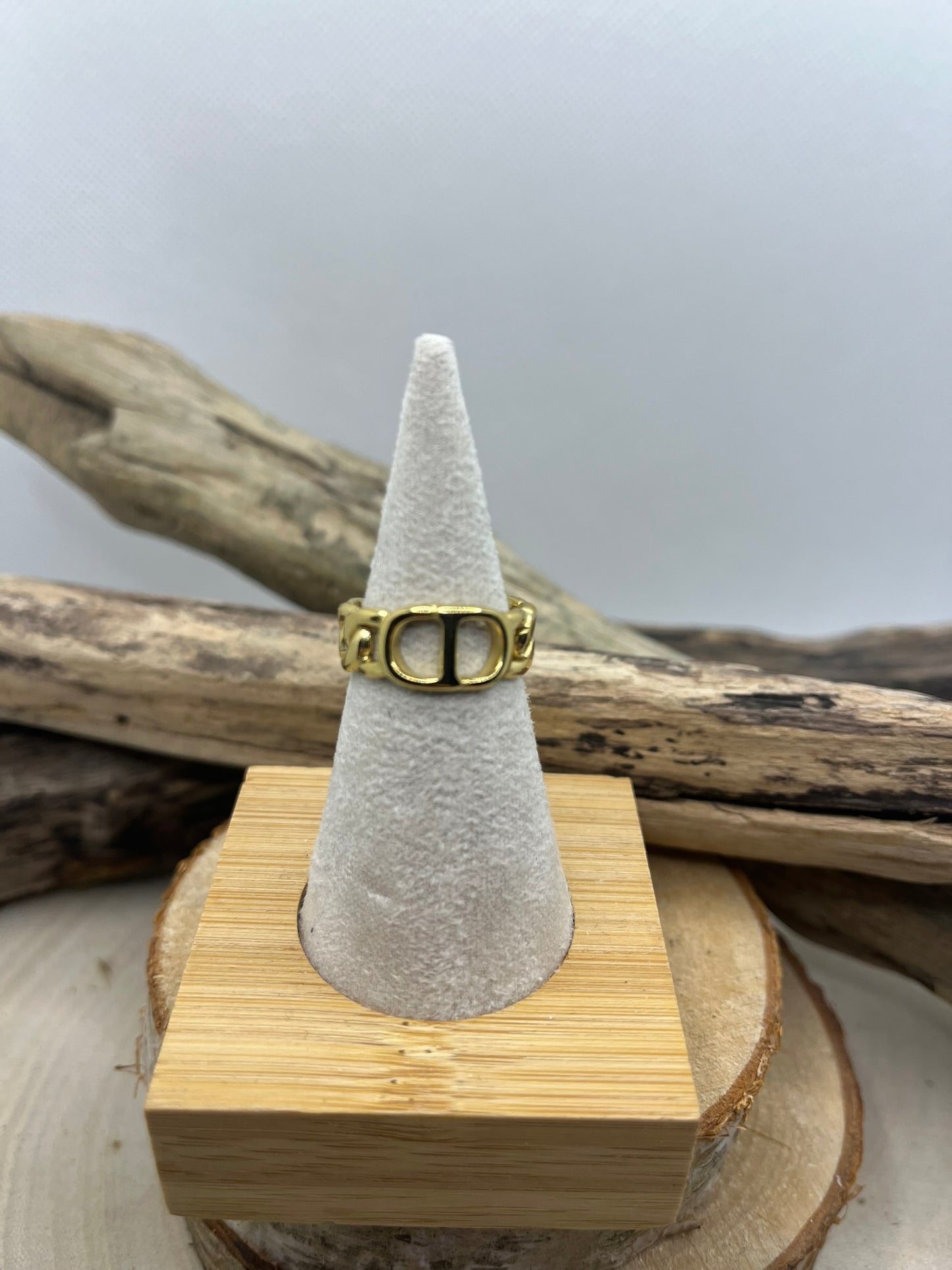 Bague en acier inoxydable tendance de couleur Doré et de Couleur Argenté ajustable à la mode
