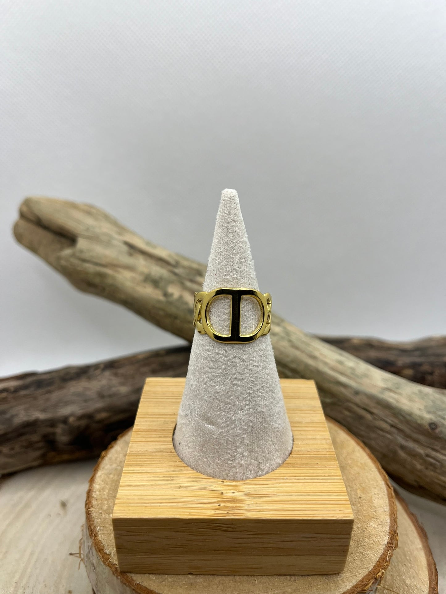 Bague en acier inoxydable tendance Doré ou Couleur Argenté ajustable à la mode