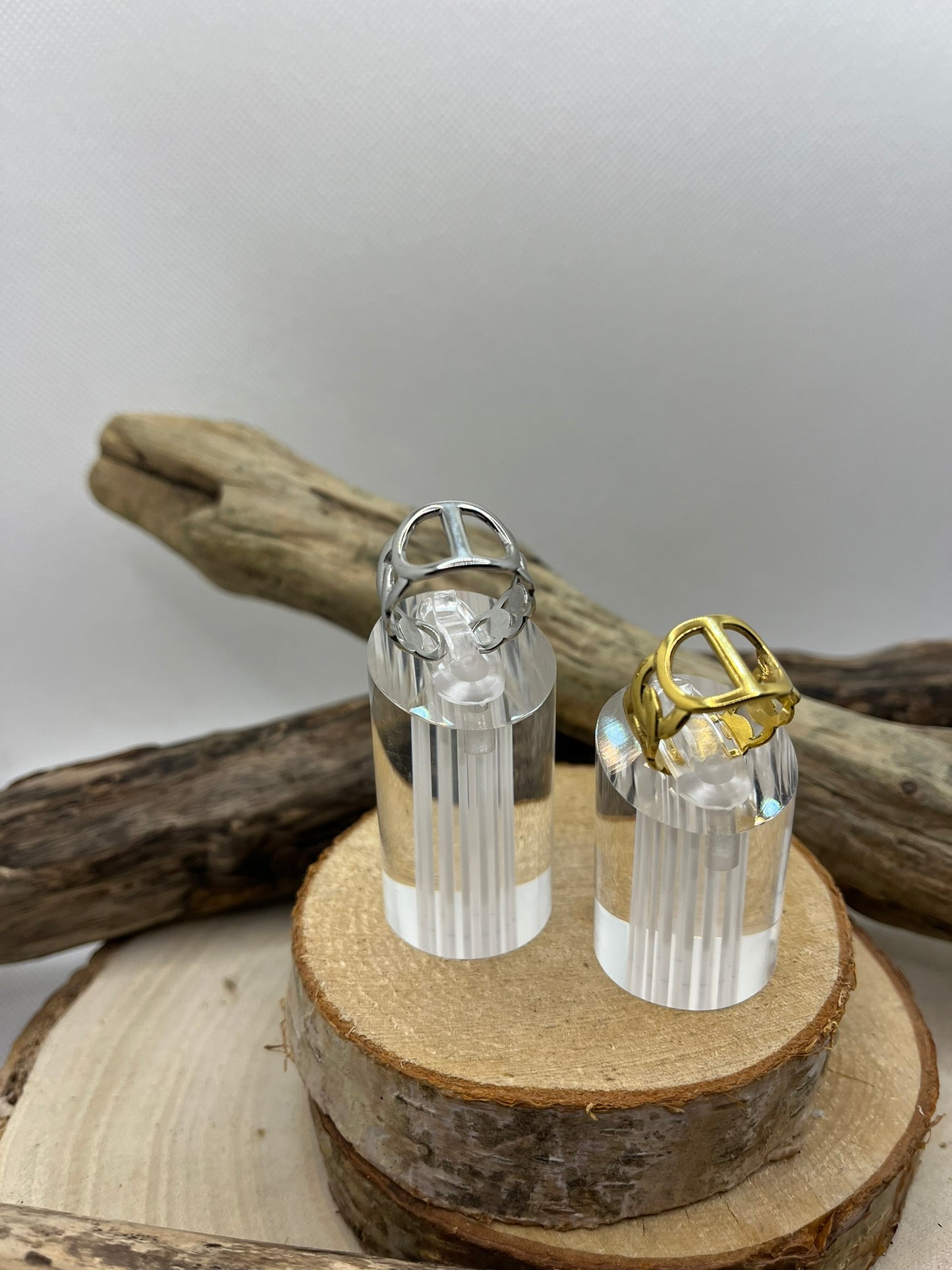Bague en acier inoxydable tendance Doré ou Couleur Argenté ajustable à la mode