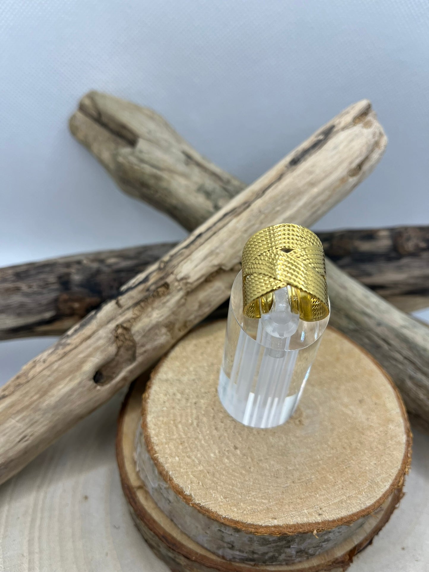 Bague en acier inoxydable tendance couleur Doré ajustable à la mode