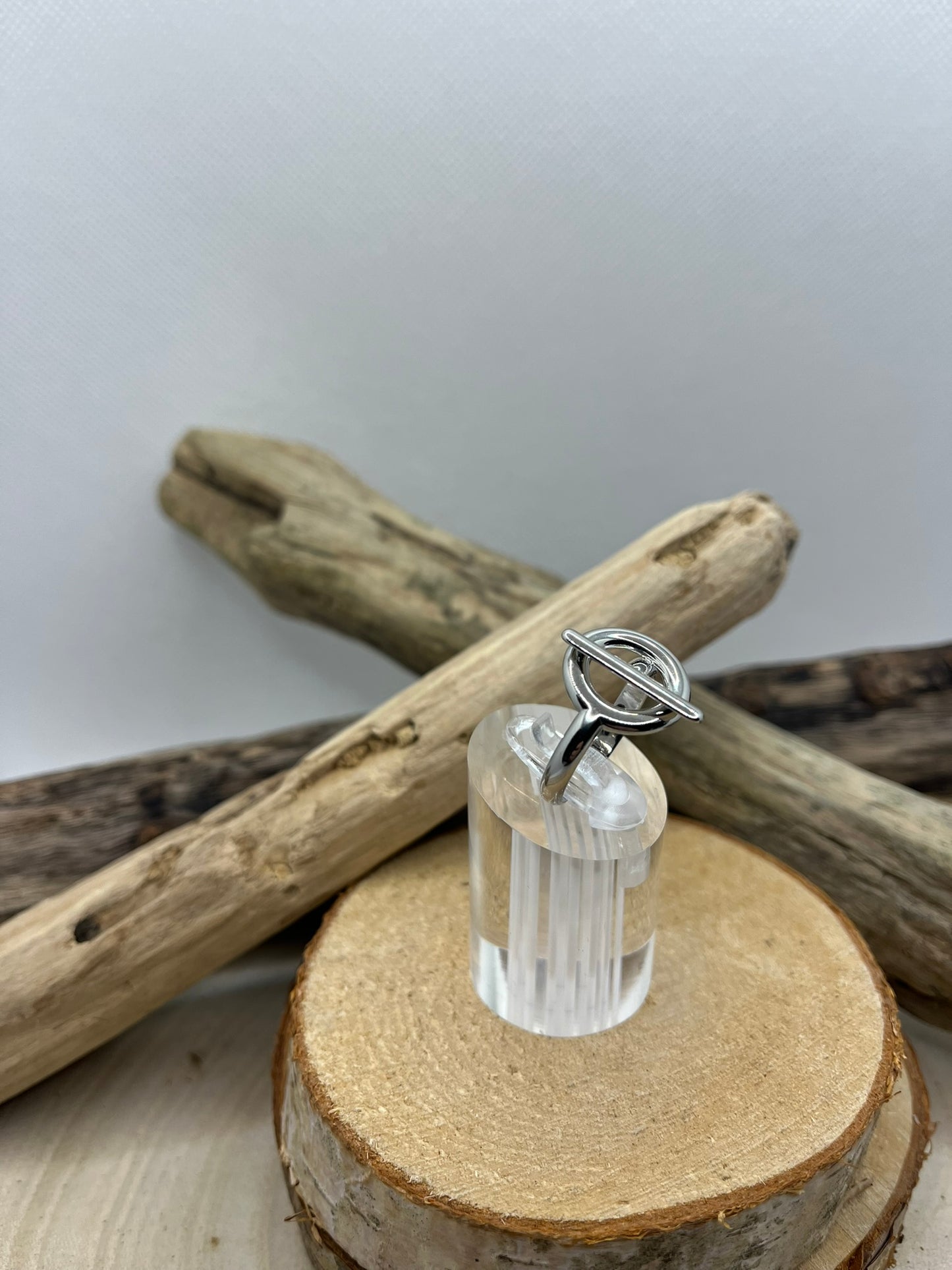 Bague en acier inoxydable tendance couleur Argenté ajustable à la mode