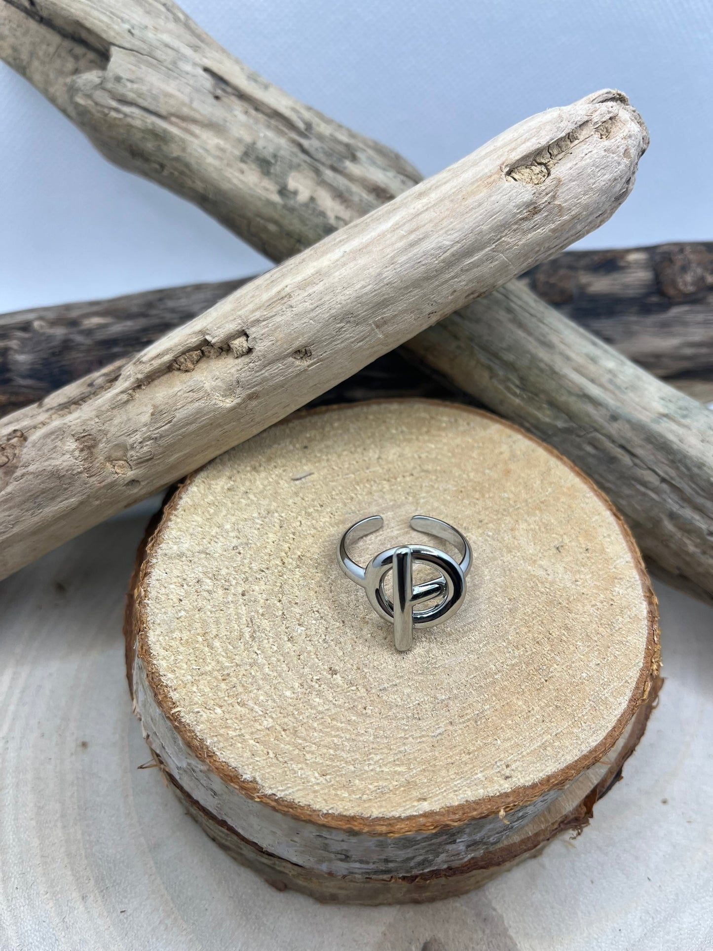 Bague en acier inoxydable tendance couleur Argenté ajustable à la mode
