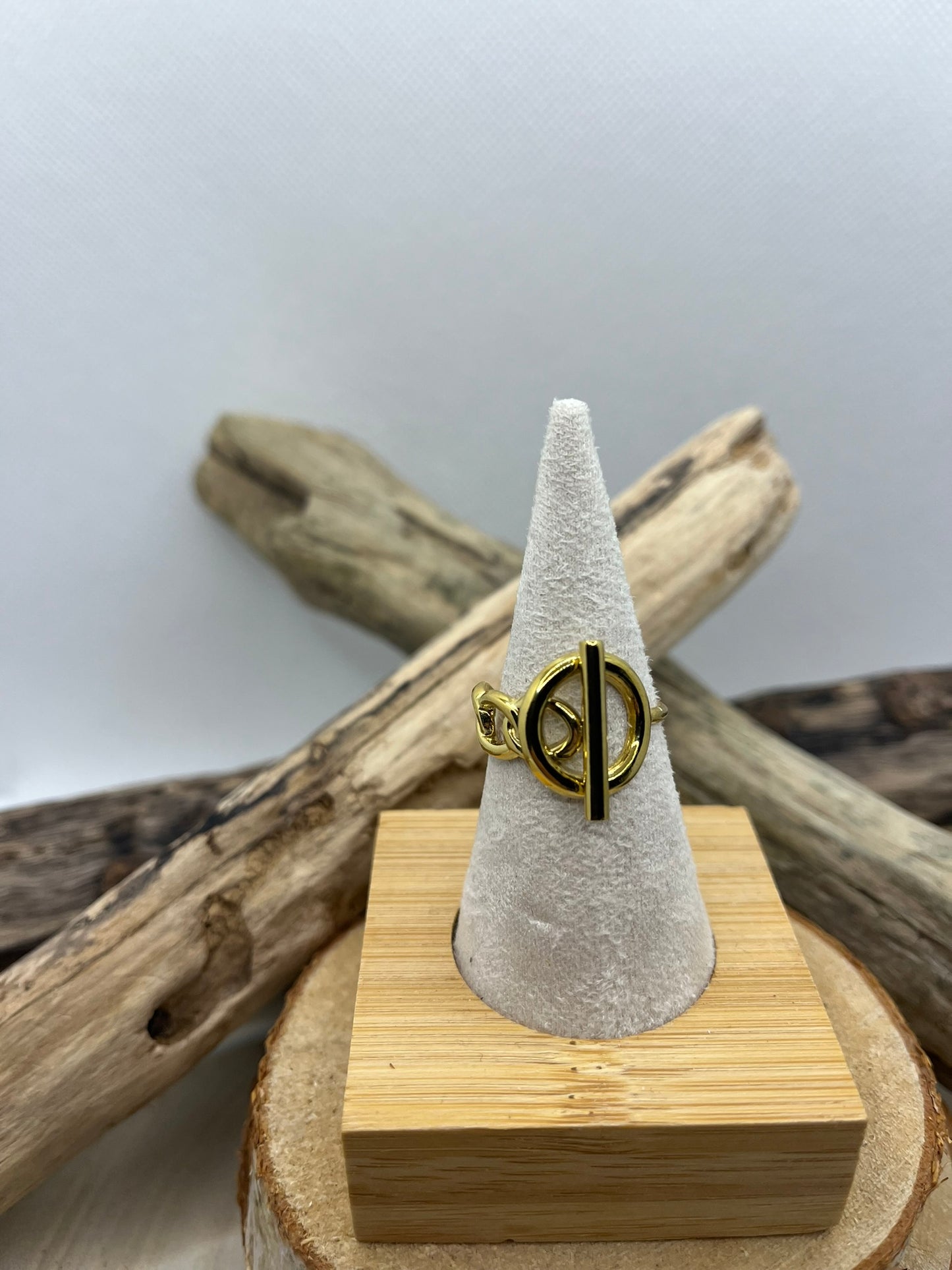 Bague en acier inoxydable tendance de couleur Doré ajustable à la mode