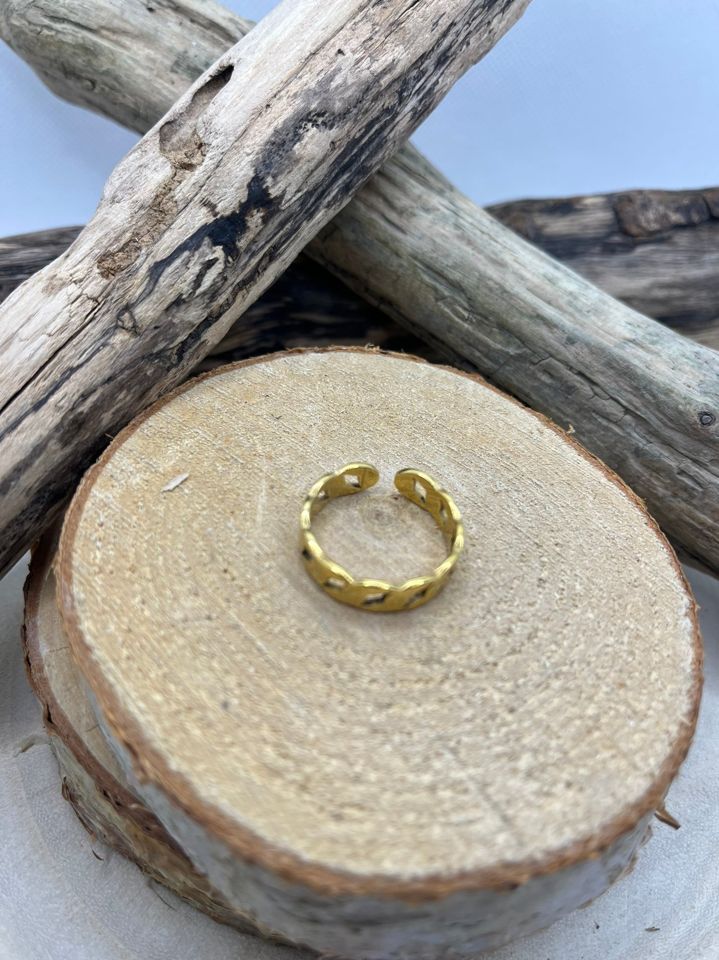 Bague en acier inoxydable tendance couleur doré ajustable à la mode